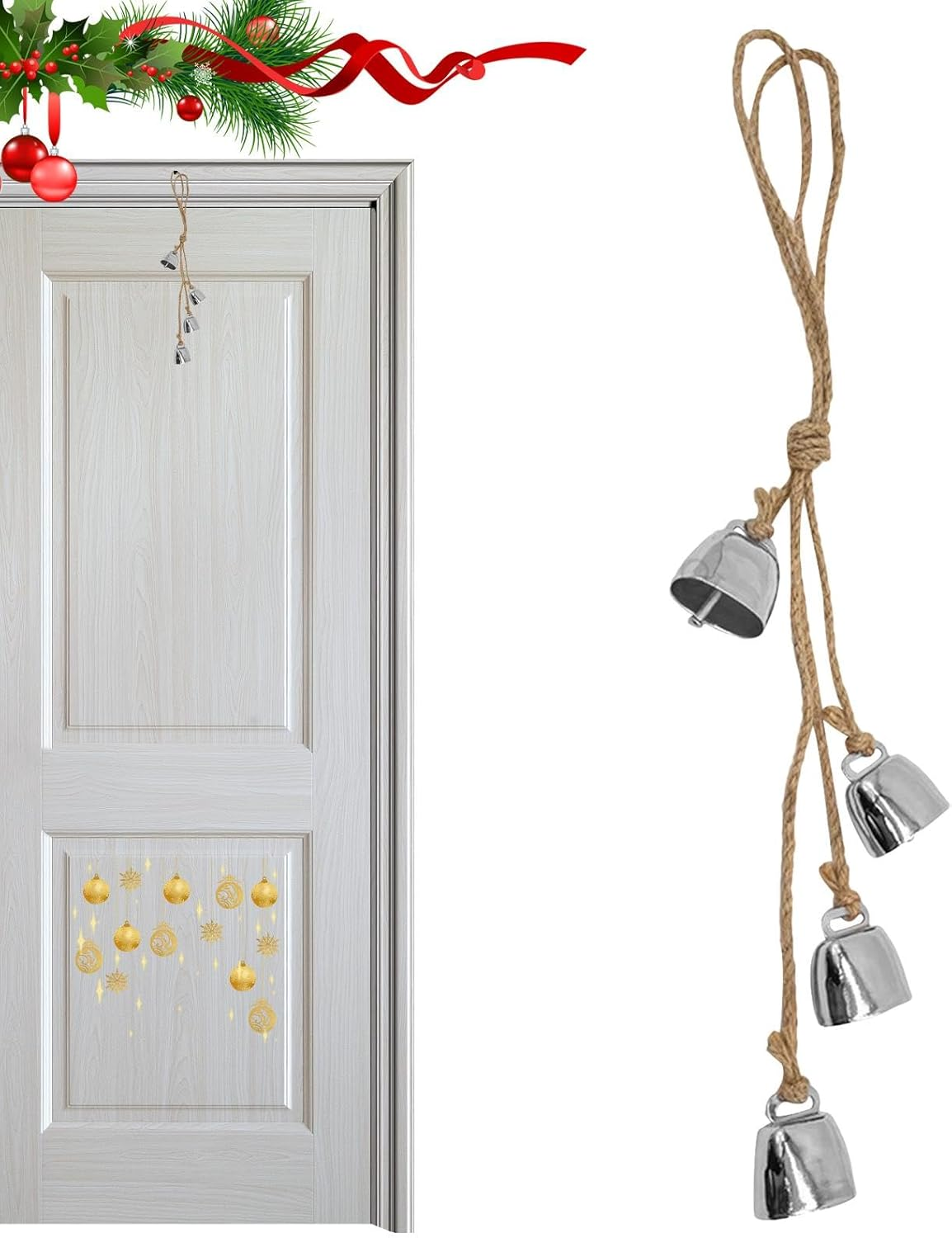 Grazing Bell, Christmas Tree Bell String, Cow Horse Sheep Grazing Bells with Rope, Small Iron Bells, Cattle Goat Farm Loud Bell for Animals