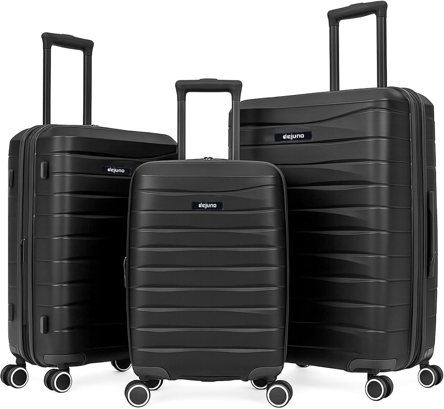 World Traveler Dejuno Motley 3-Piece Lightweight Hardside Expandable Spinner Luggage Set, Black, 3-Piece Set(20In,24In,28In), Dejuno Motley 3-Piece Lightweight Hardside Expandable Spinner Luggage Set