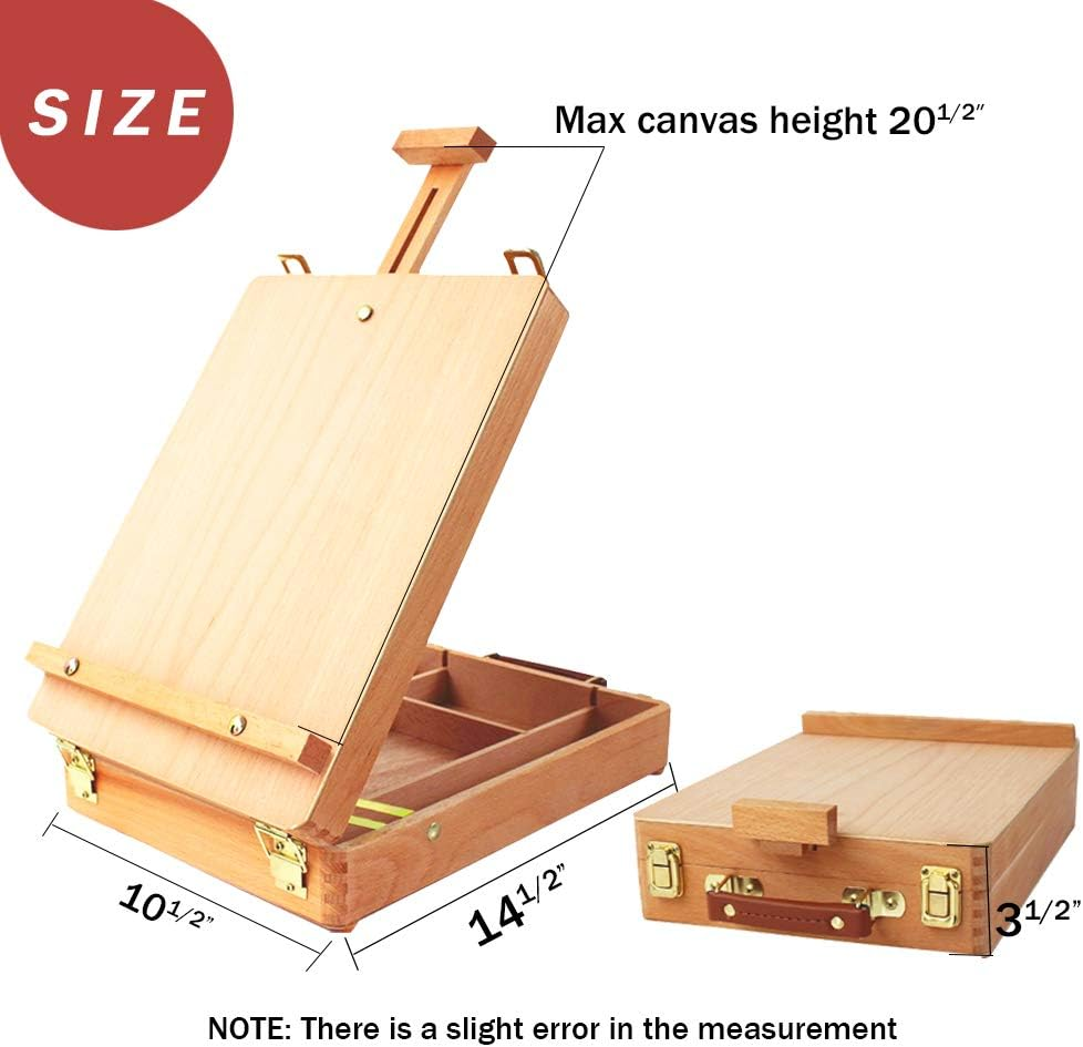 Table Top Easel Art Easel Shetchbox Easel Tabletop Easel, Premium Wooden Artist Desktop Case for Student Artist Beginner image number 4