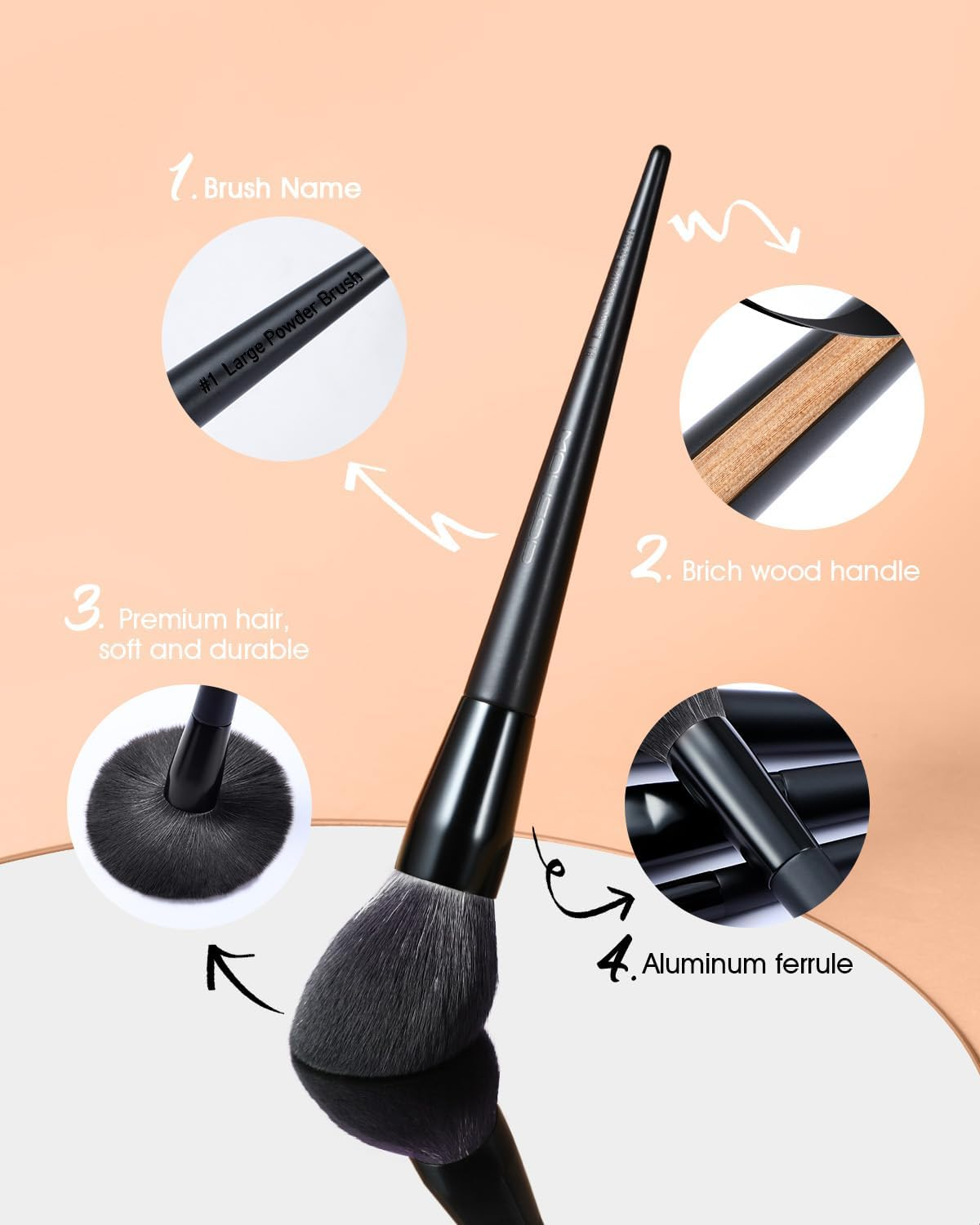 EIGSHOWBEAUTY 19 Pieces Synthetic Makeup Brush Set Kingnight Series Brush Set Premium Foundation Contour Blush Concealer Eyeshadow Blending - Black image number 1