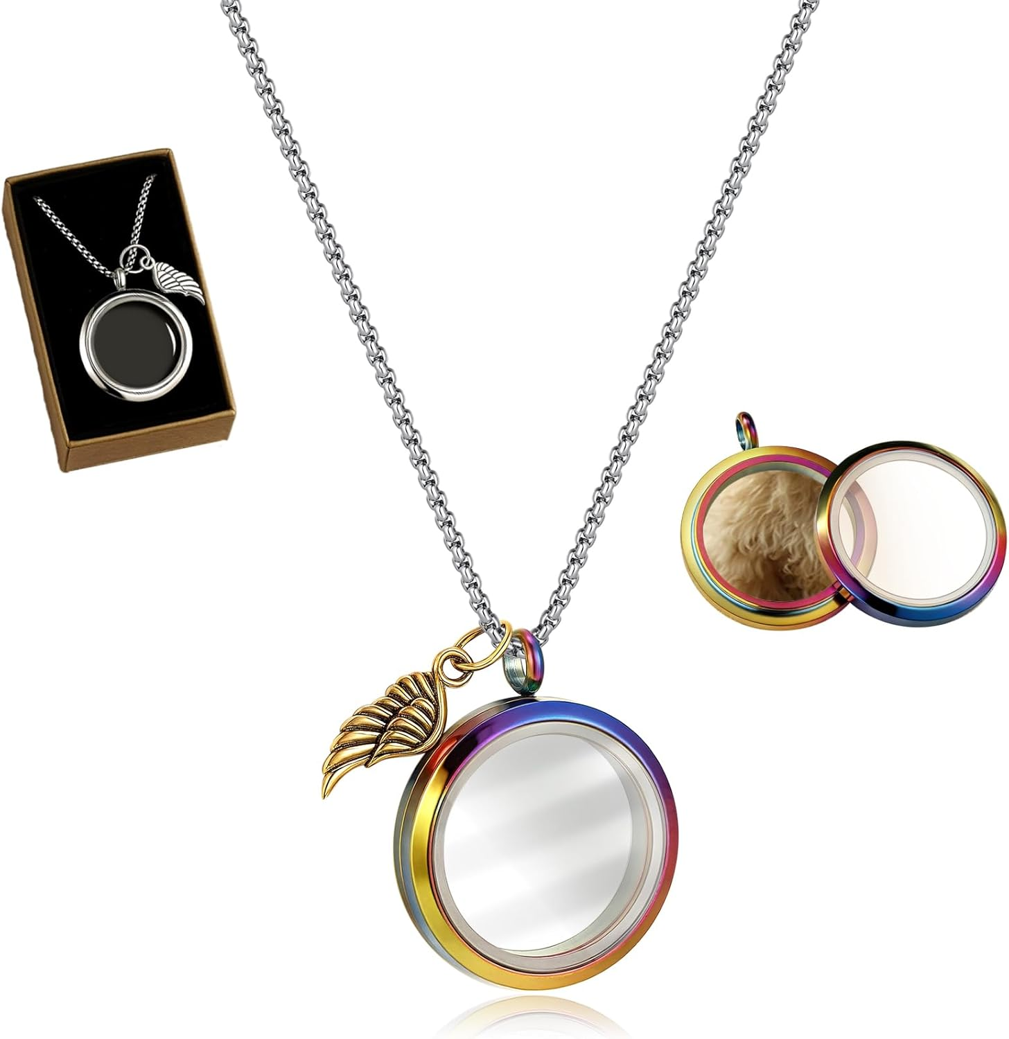 Pet Fur Memorial Necklace, Pet Urn Pendant Necklace, Glass Silver Necklace Memorial Jewelry for Dog Cat Hair