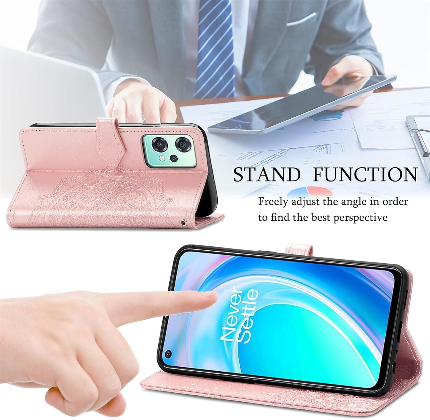 HONLEN Case for Oppo Reno13 F/Oppo Reno 13F 5G Mobile Phone Case, (6.67 Inches) Premium PU Leather Wallet Magnetic Closure Flip Case with 3 Card Slots, Mandala Pattern Case Blue