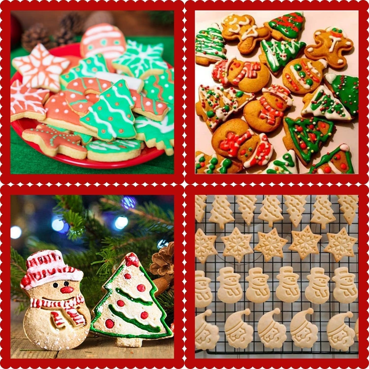 Christmas Themed Cookie Cutter Set - 4 Pieces Plastic Spring Die Biscuits Pastry Cutters 3D Cookie Cake Plunger Cutter Baking Mould image number 5