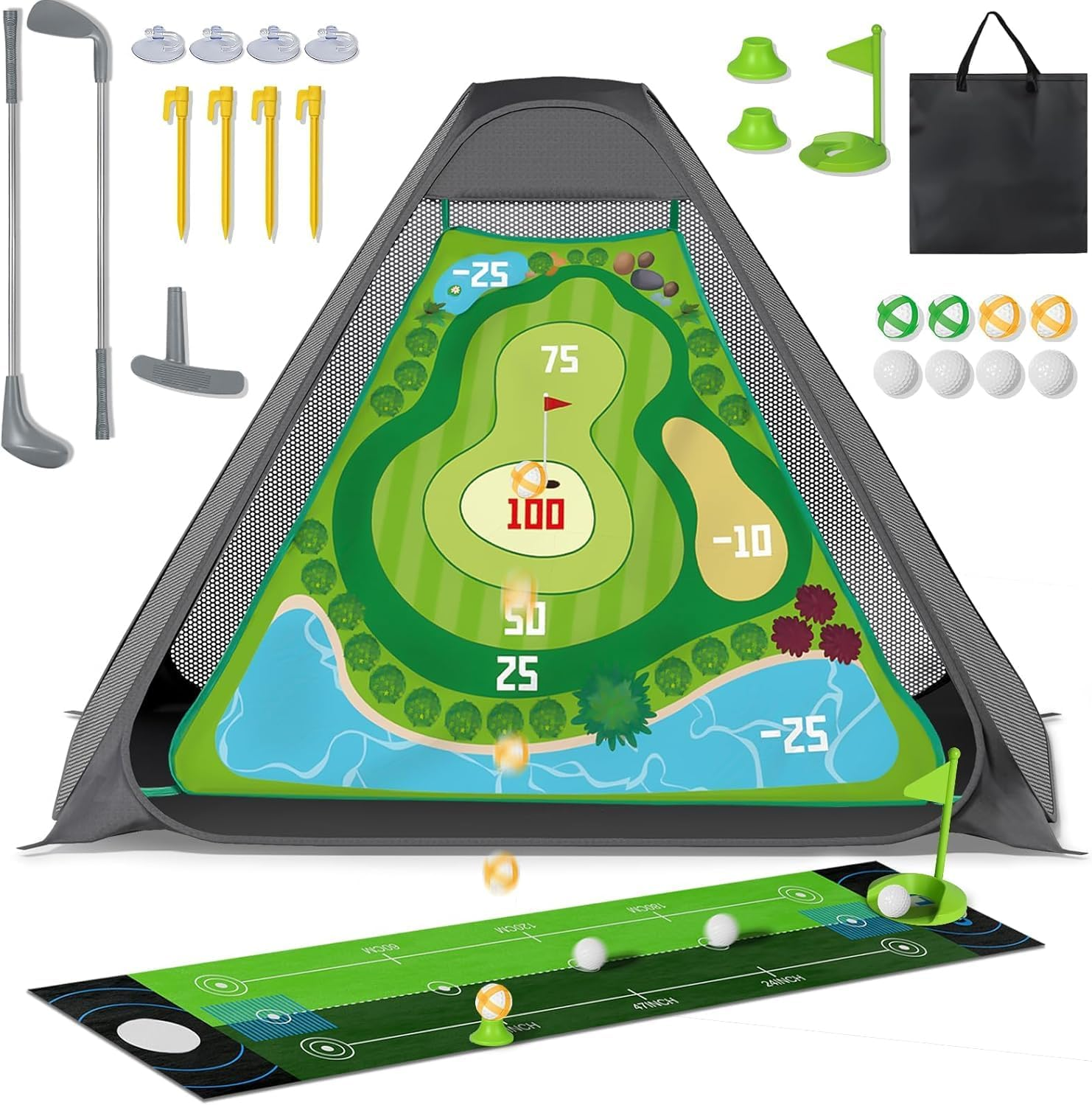 Lehoo Castle Kids Golf Set, Toddler Golf Set with 8 Golf Balls, 3 Golf Clubs, Sport & Outdoor Toys with Tees, Net, Toys for 3 4 5 Year Old Boys Girls image number 3