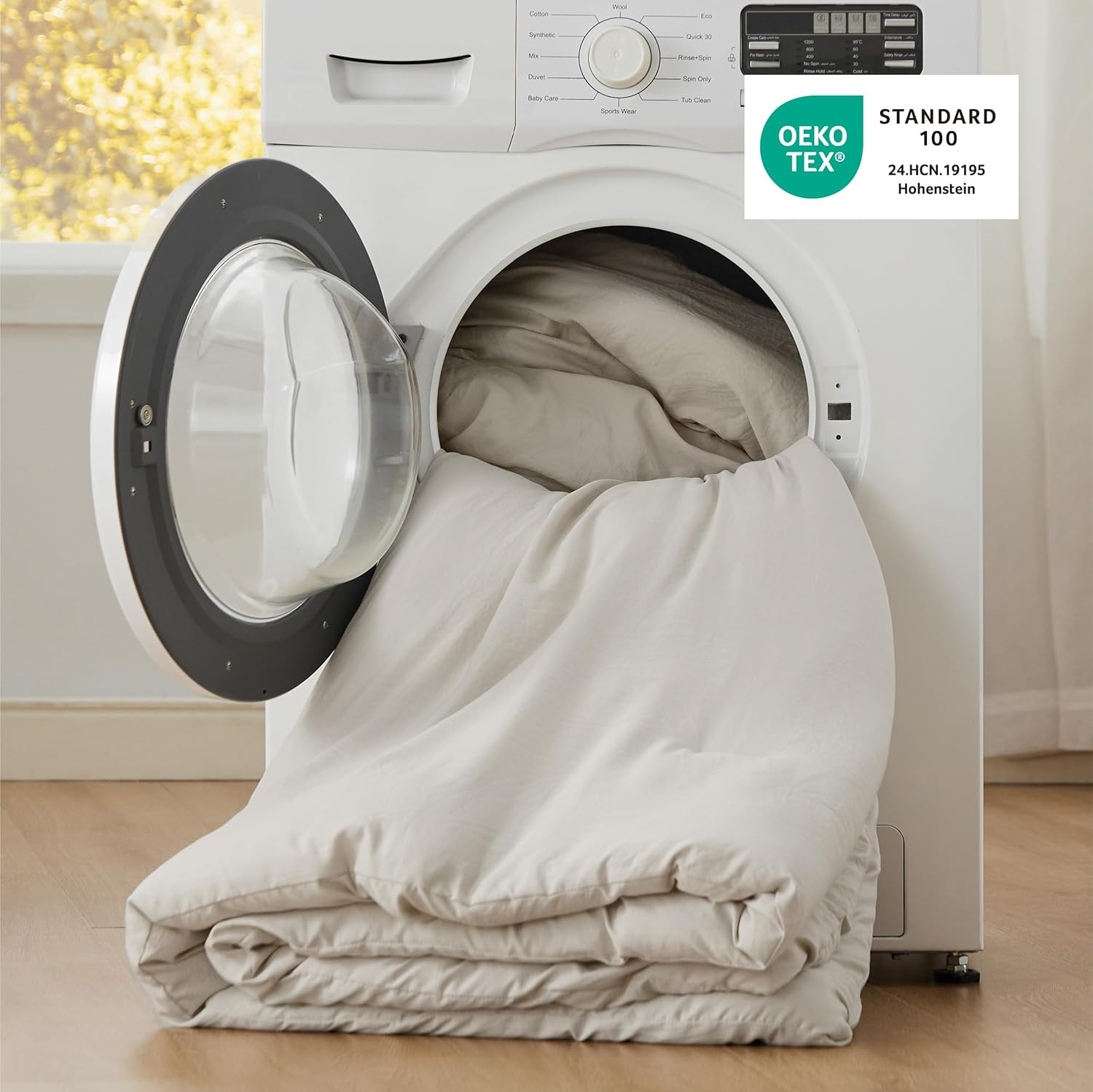 Bedsure King Size Comforter Set, Beige Soft Prewashed Bed Comforter for All Seasons, 3 Pieces Warm Bedding Sets, 1 Lightweight Comforter (104"X90") and 2 Pillowcases (20"X36") image number 5