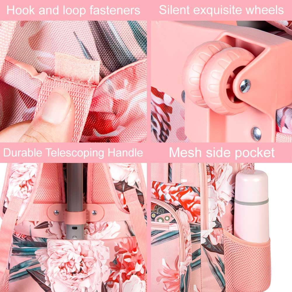 ZLYERT Rolling Backpack for Women Men, Roller Bookbag on Wheels for Girls Boy, Travel Wheel Backpack for Adults image number 4