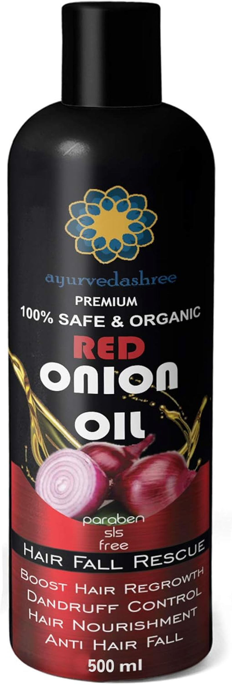 Red Onion Hair Oil 500 Ml with Black Seed Onion Oil Pure Argan Oil Sandalwood Oil Rose Oil