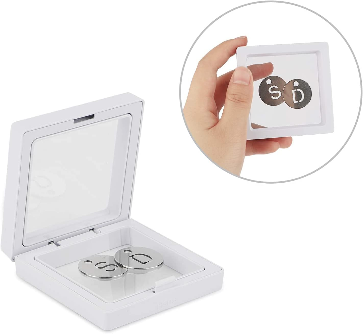Floating Display Case Sdoot 3D Floating Frame Display Holder Stands, 20 Pack 4.3 X 4.3 X 0.8&rdquo; White Coin Display Stands, 3D Floating Jewelry Frame for Challenge Coins, AA Medallions image number 5