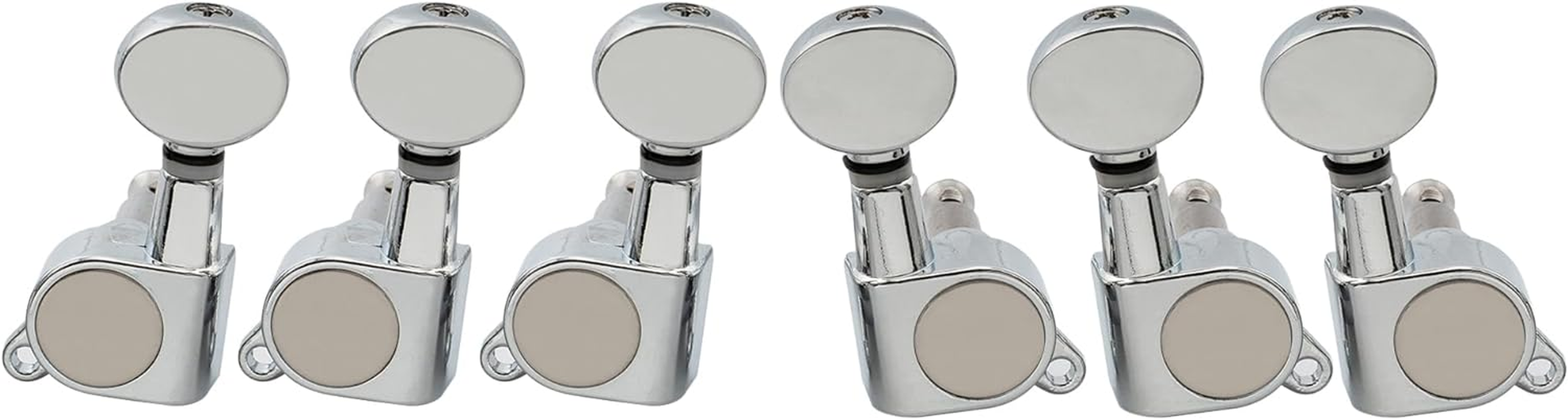 Musiclily 3L3R Sealed Guitar Tuners Tuning Pegs Machine Heads Set for Electric Acoustic Folk Guitar, Chrome Vintage Oval Button - Single R Black image number 7