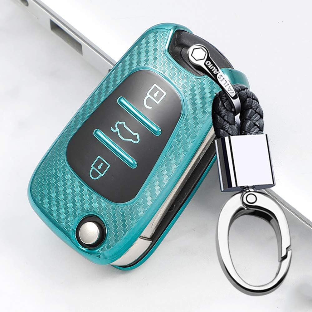 Ontto TPU Silicone Car Key Fob Cover Keyring for Kia Ceed Sportage Sorento Rio Hyundai I10 I20 I30 IX35 Veloster Accessories Flip Folding Key Case Remote Key Shell Key Holder Protector Red