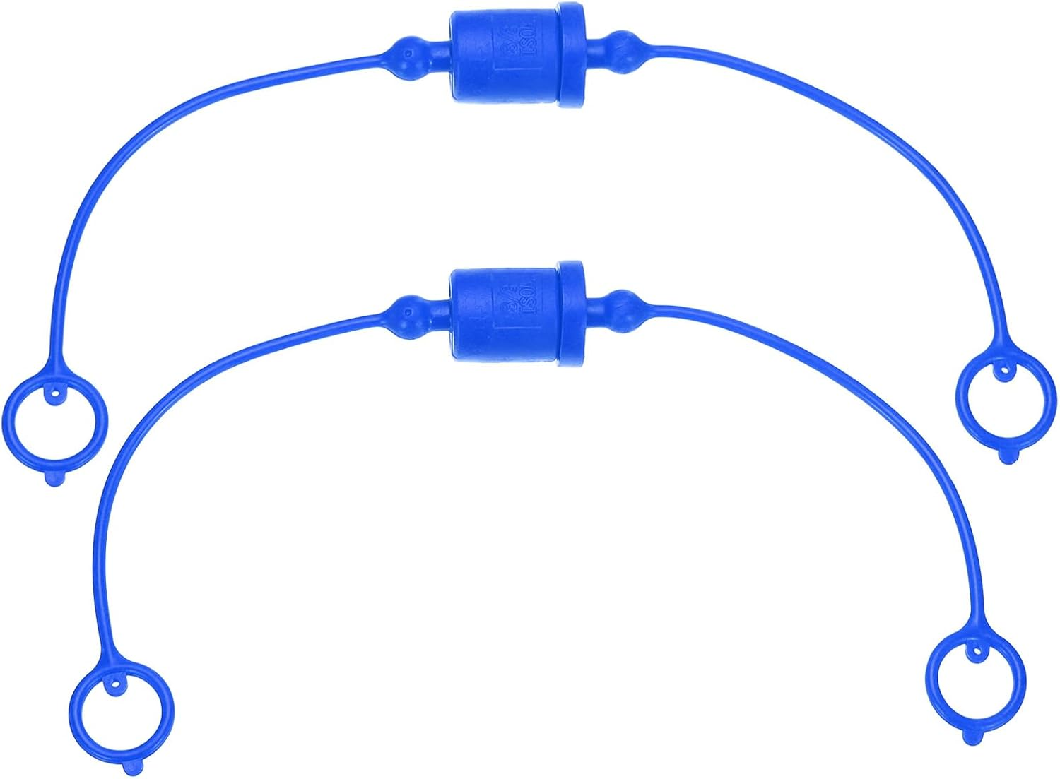 Uxcell ISO-A 3/8 Hydraulic Coupler Male Dust Cap and Female Plug Cover, 2 Sets Hydraulic Quick Connect Coupling with Retention Ring Keeps Cap Connected to Hose, Blue image number 4