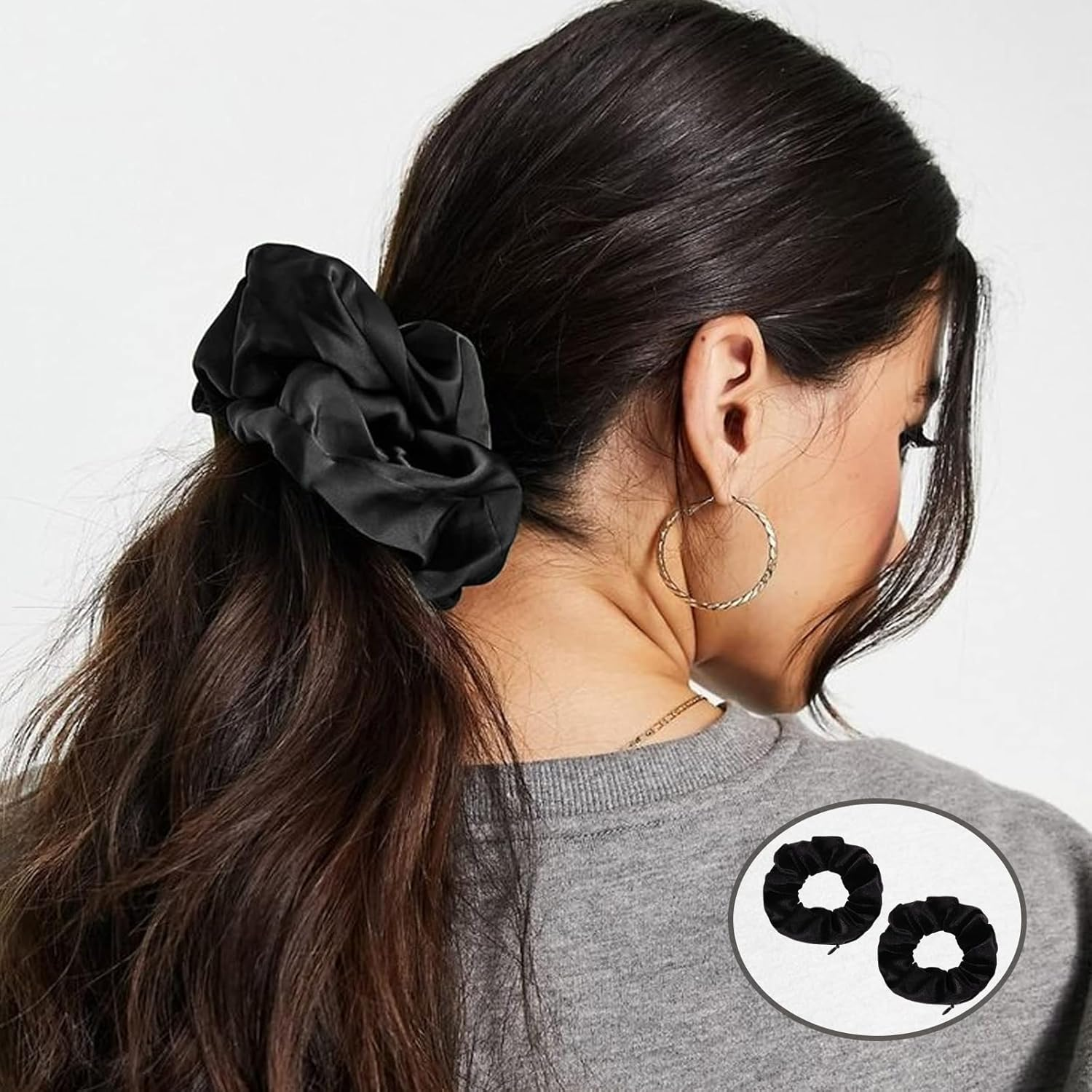 Pack of 4 Scrunchies, Women'S Elastic Hair Bobbles without Marks, Scrunchies Hair Scrunchies Elastic Hair Bands for Girls and Women (Many Colours) image number 1