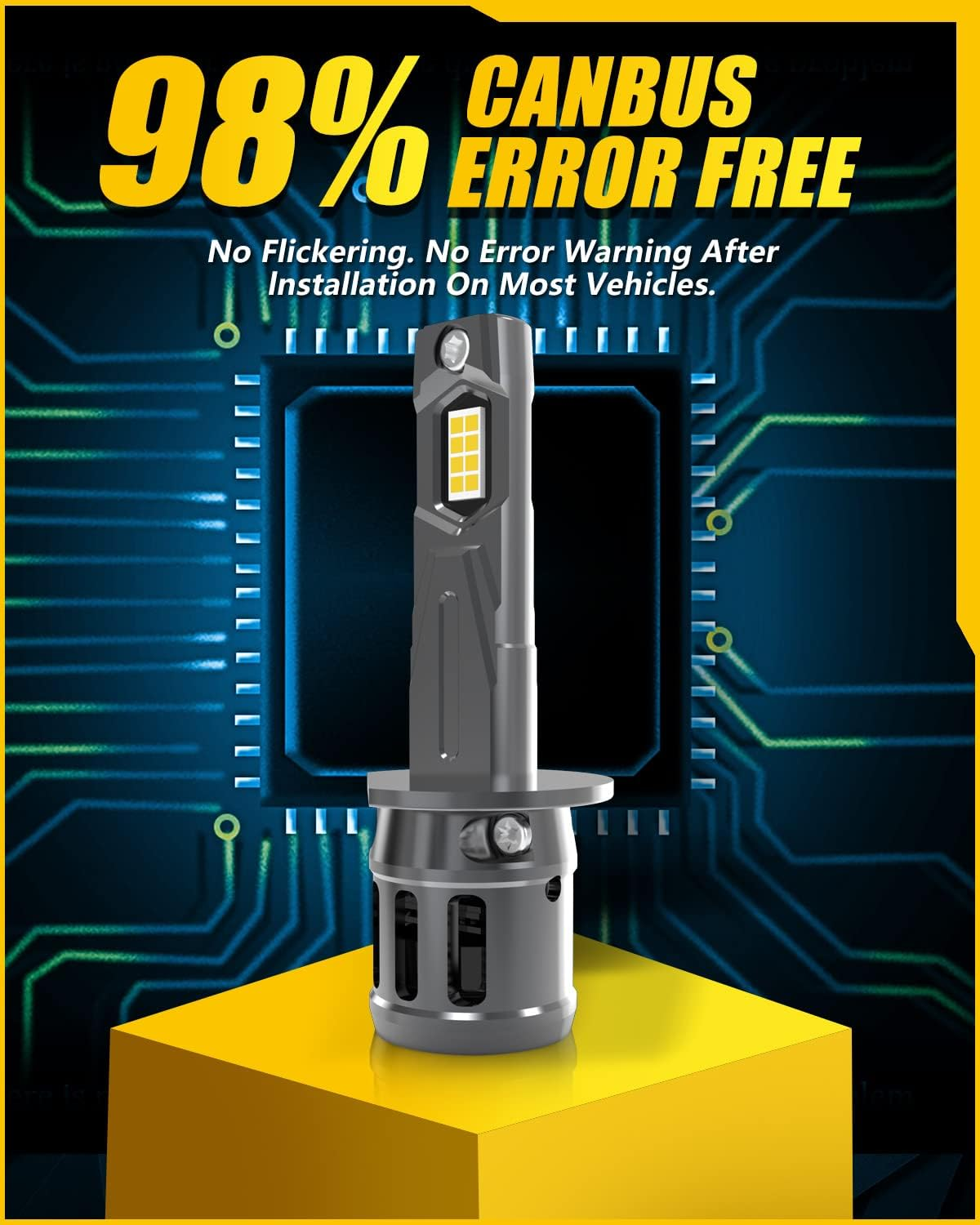 KATUR H1 LED Headlight Bulbs, 400% Brightness 16000LM 6000K Xenon White 1:1 Mini Size All-In-One Conversion Kit Non-Polarity No Adapter Required Plug and Play H1 LED Fog Light Bulb, Pack of 2 image number 2