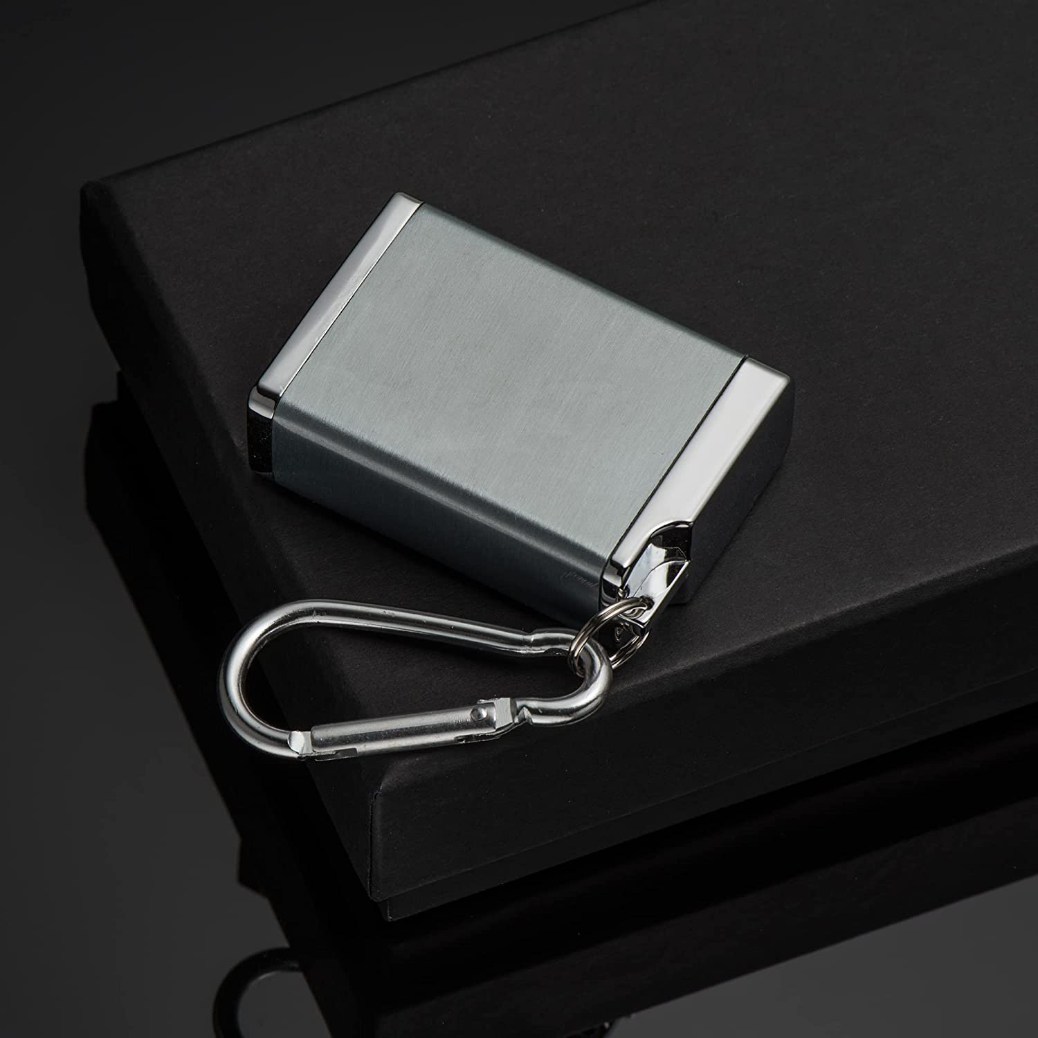 Portable Ashtray,Mini Pocket Metal Ash Holder for Outdoor Use with Lid and Hanging Hook (Silver) (S-PORTABLE-C) image number 1