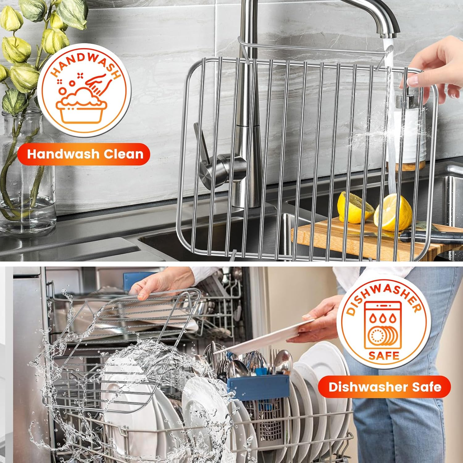 GWYXC Air Fryer Replacement Parts for Ninja SL401 Doublestack XL 2 Basket Air Fryer, 8.5''&times;7.2''&times;1.8'' Stainless Steel Air Fryer Wire Rack Accessories Roasting Steamer Grill Racks, Dishwasher Safe image number 6