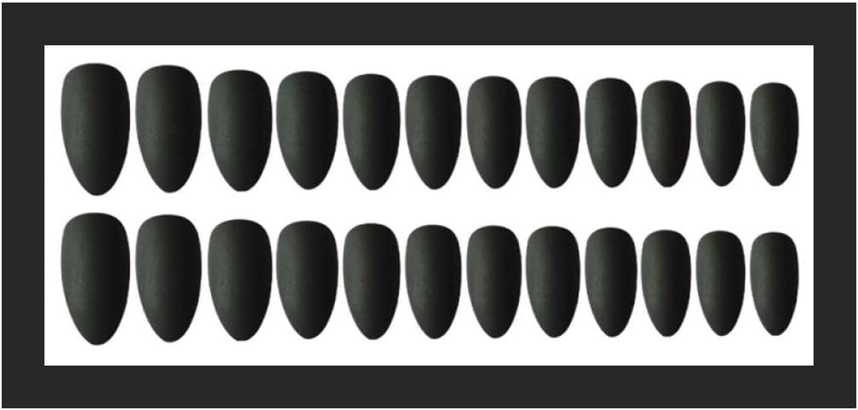 Fake Nail 24 Pcs Black Matte False Nails Detachable Solid Color Oval Ultra Thin False Nails with Adhesive Tape Glue Sticker Full Cover Nail Women False Nails