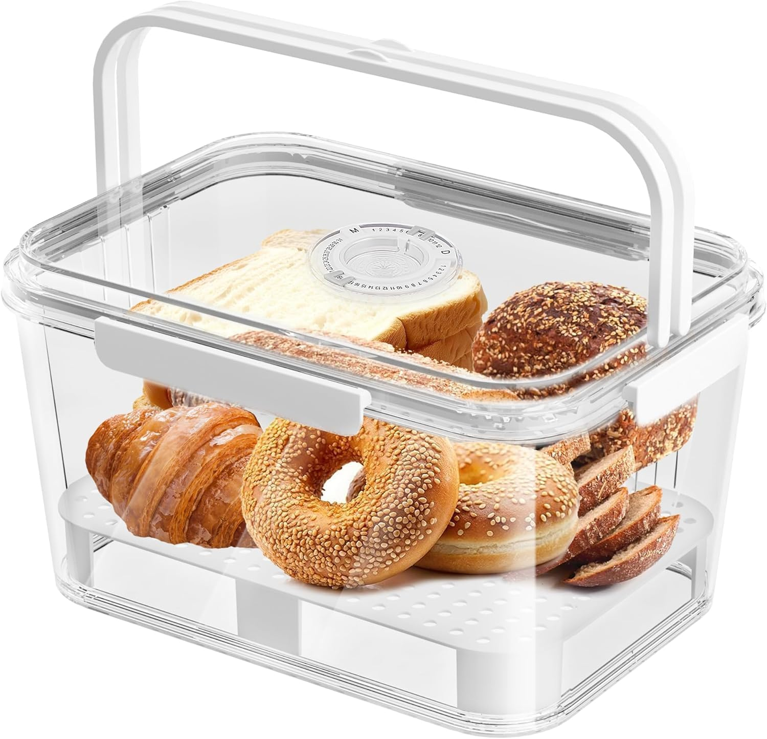 Bread Box Airtight for Kitchen Countertop, 2 Pieces Bread Holder Storage Container, Large Bread Container with Lid for Homemade Bread, Toast, Bagel, Donut and Cookies image number 1