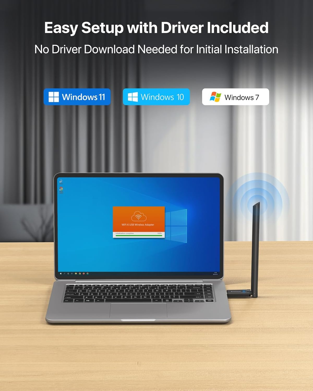 Brostrend AX900 Wifi 6 USB Wifi Adapter for PC, Long Range Dual Band 5Ghz 600Mbps + 2.4Ghz 286Mbps, High Gain Antenna Wi-Fi Dongle for Windows 11/10/7, Wireless Adapter USB 2.0, 802.11Ax, Easy Setup image number 5