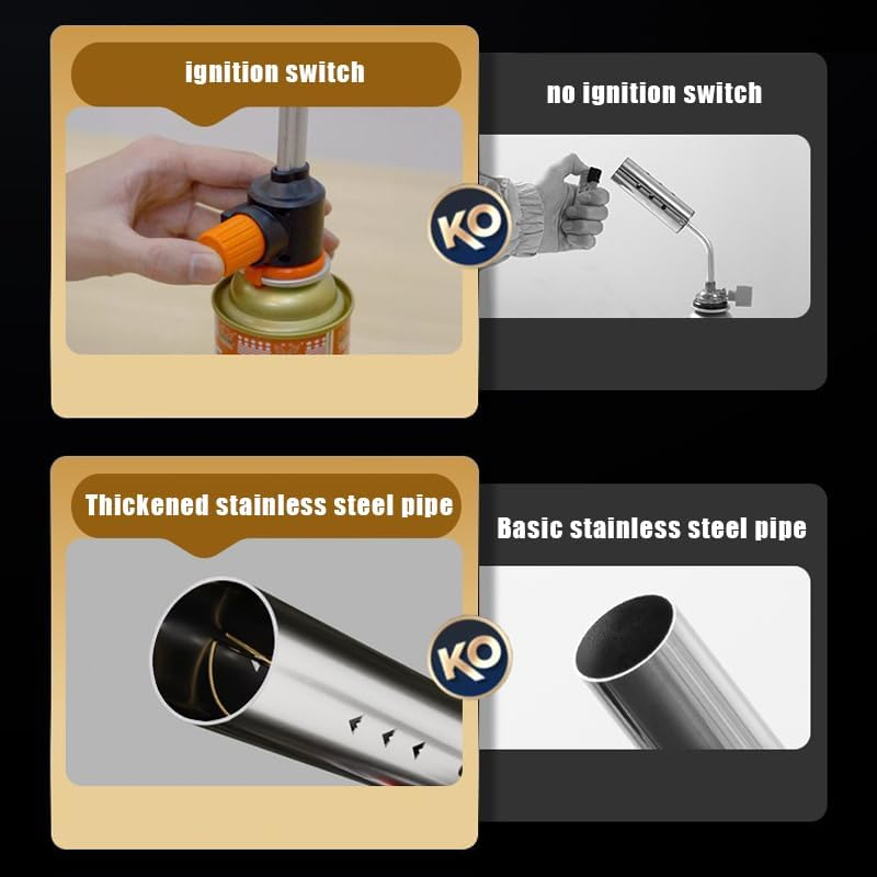 FOJI Gas Burner, Gas Blow Torch,Flame Adjustable, Butane Blow Torch, 360&deg; Omni-Directional Use for Cooking, Bbqs, Camping, Sweets Making, Charcoal Fire, Roasting, Welding Soldering (Fuel Not Included) image number 1