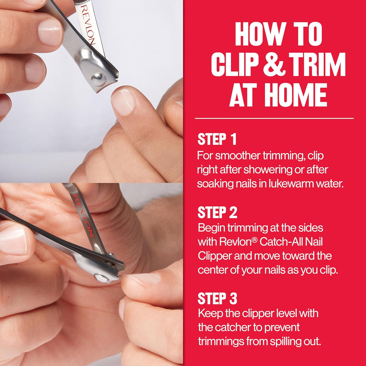 Revlon Catch-All Nail Clipper, Manicure Tool with a Contoured Blade & Built-In Nail Catcher for Mess-Free Grooming, 1 Count image number 6