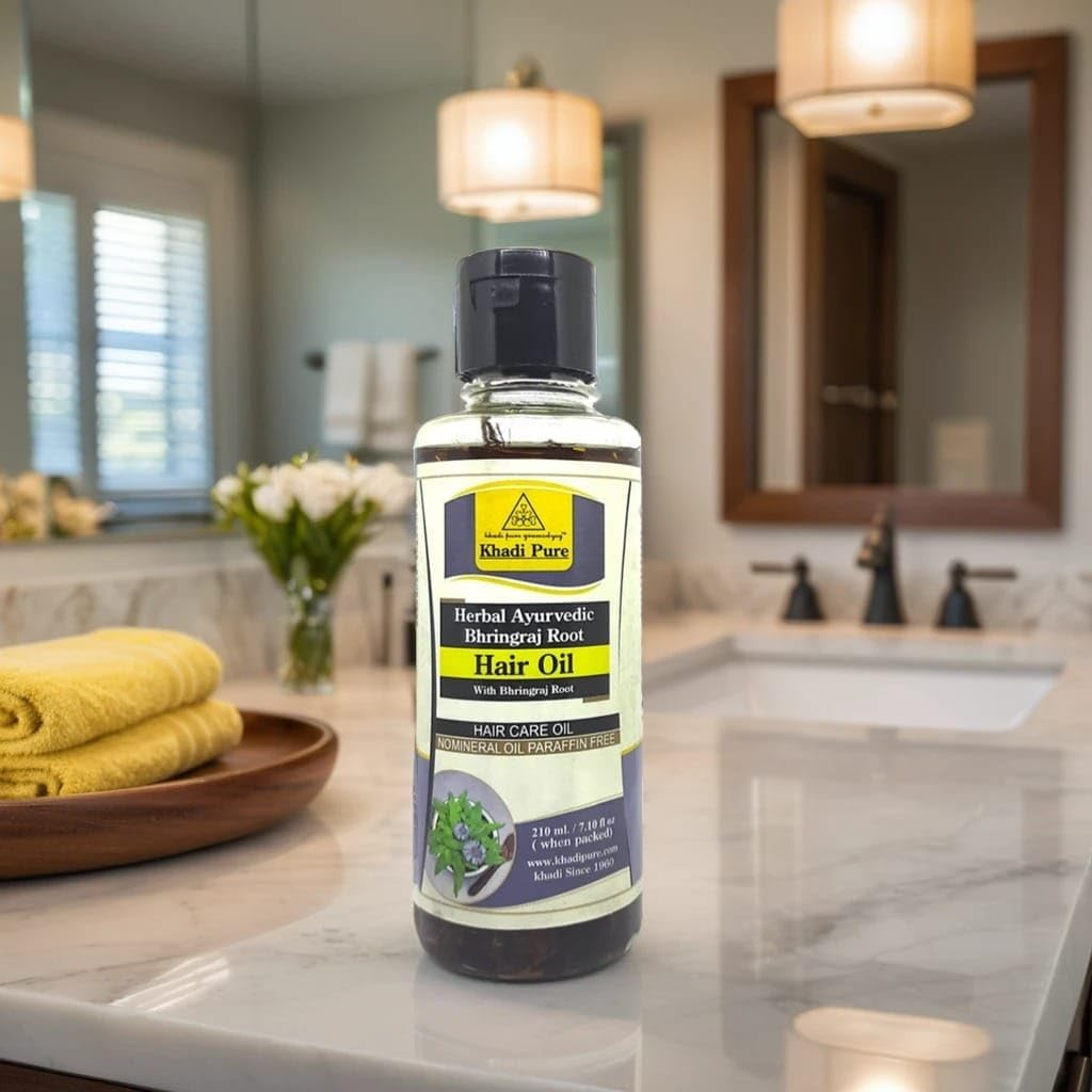 Khadi Pure Bhringraj Root Sls & Onion(Small) Hair Oil, 210 Ml (Pack of 2) image number 1