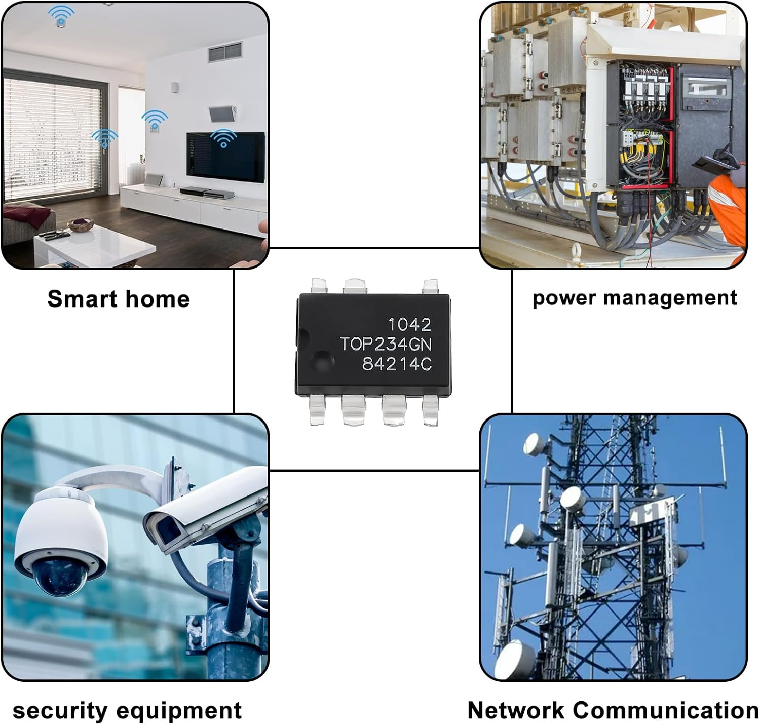 Emsea 3Pcs TOP234GN IC Chip SMD-7 for PWM Regler Power Management Off-Line Switcher, Pin Spacing 2.54Mm image number 5