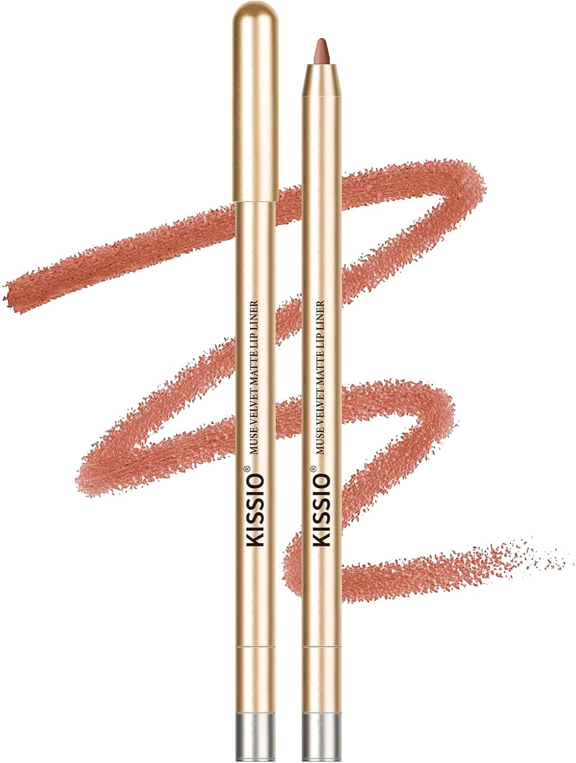 KISSIO Lip Liner,Creamy Lip Pencil,Long Lasting Lip Liner with Sharpener,Matte Finish,Smooth and Soft,Non-Dry,Easy to Use,Cruelty Free,Whisper