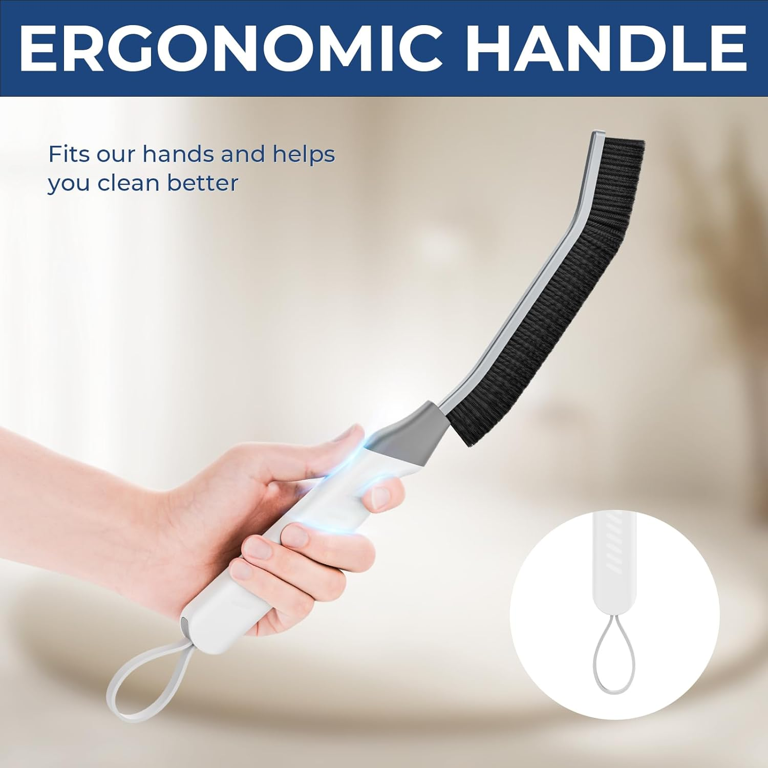 Cleangor Crevice Cleaning Brushes, Scrub Brush Tool for Hard to Reach Tight Spaces, Home Essentials Cleaning Supplies for Shower, Bathroom, Kitchen, Toilet，Window (2, White) image number 6