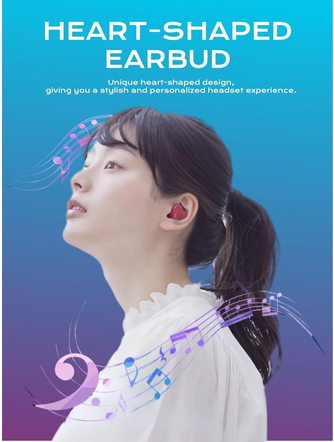 Wireless Earbuds Stylish Heart Shaped, Cute Creative Red Heart Bluetooth Earbuds with Charging Case, Noise Cancelling Hifi Stereo BT Earphones, Gifts for Girls Friends image number 4