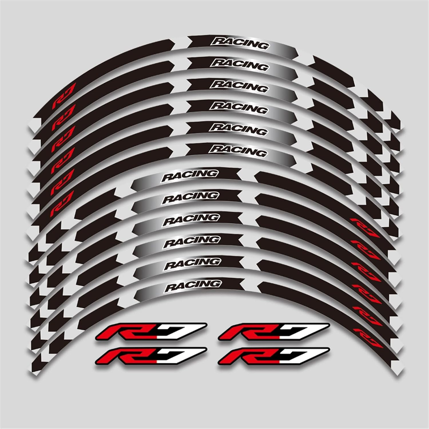 Stickers for Yamaha YZF R7 R7 2022 Motorcycle Tire Waterproof Wheel Logo Stickers Reflective Stripe Decals (Color : 3 Style Red)