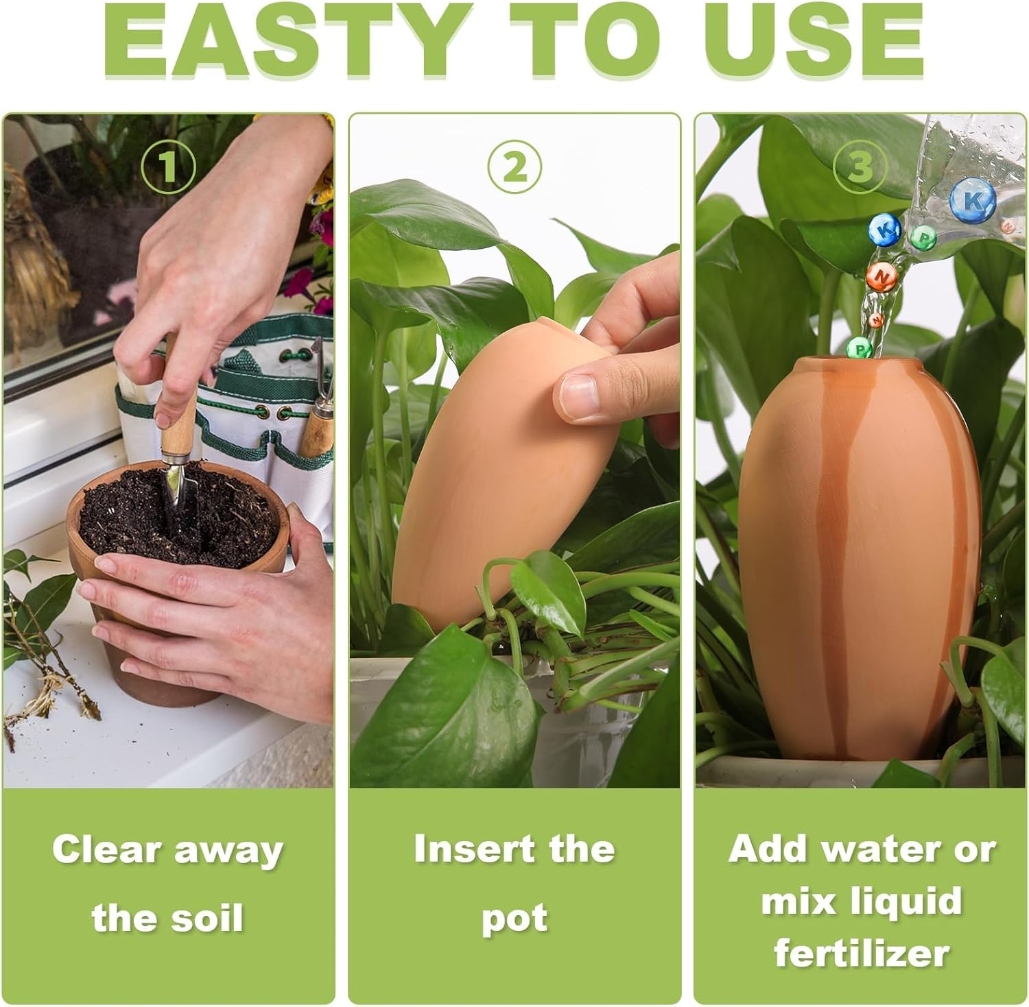 4 Packs Terracotta Watering Pots, Terracotta Self Watering Planter Insert Watering Spikes, Plant Watering Devices Watering Spikes Automatic Plant Accessories - Small Cone