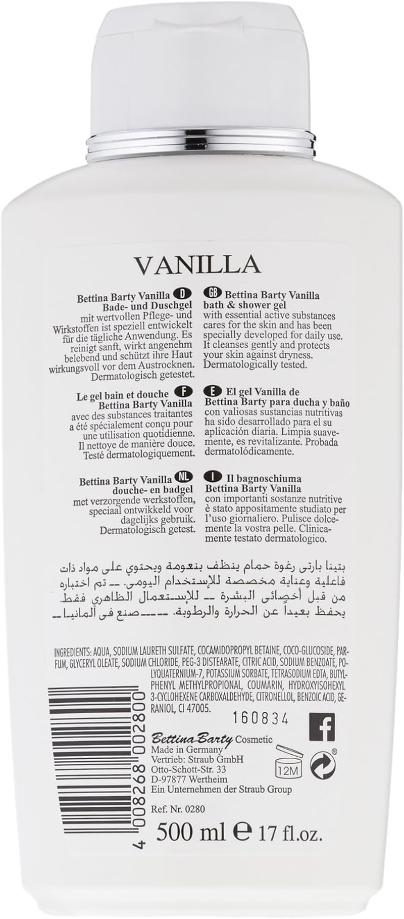 Bettina Barty 280 Vanilla Bath & Shower Gel 500 Ml image number 1