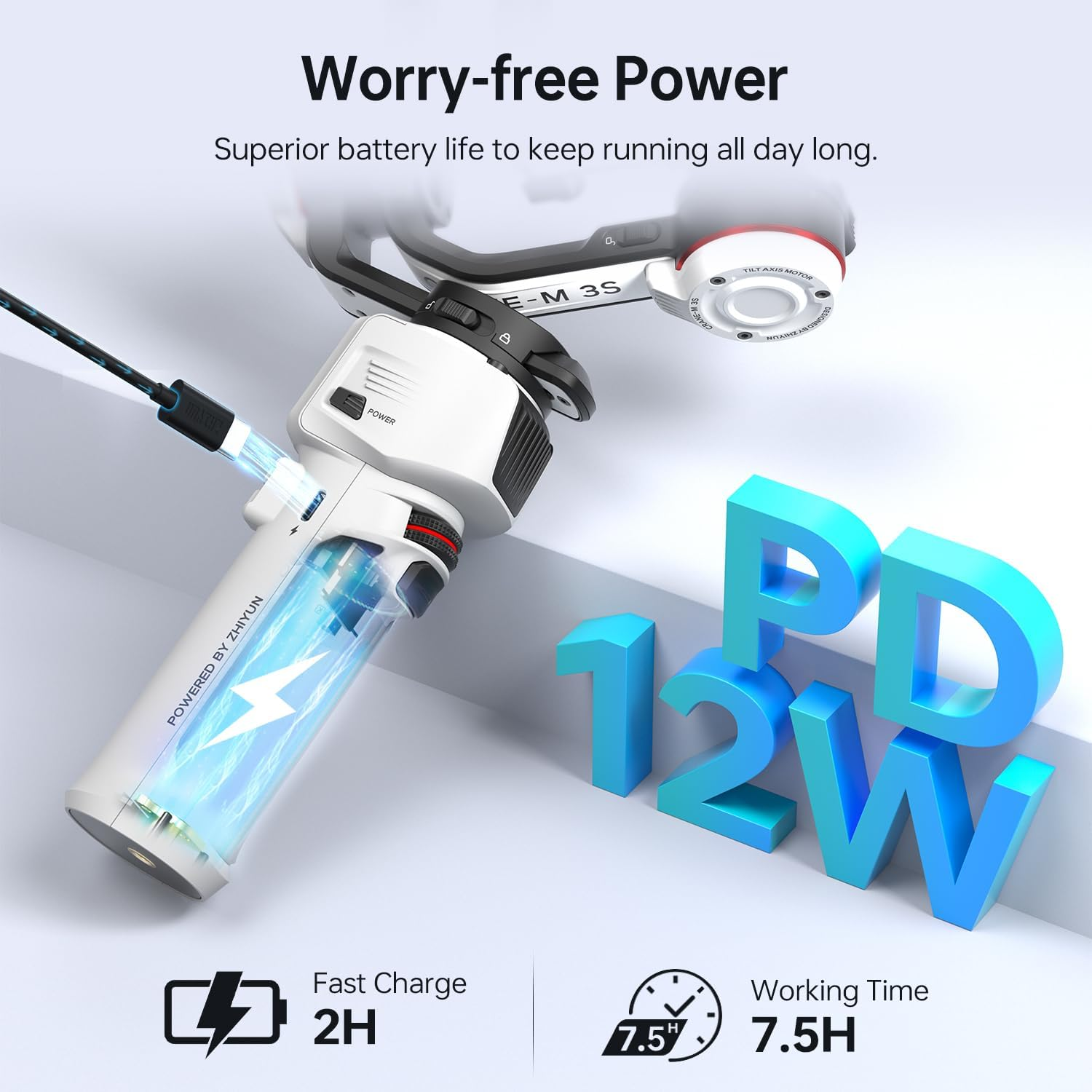 ZHIYUN Crane M3S Combo [Office], 3-Axis Lightweight Camera Gimbal Stabilizer, Bluetooth Control, Fill Light, Phone Clamp and Backpack, Handheld Gimbal for Mirrorless, Smartphone, Action Camera