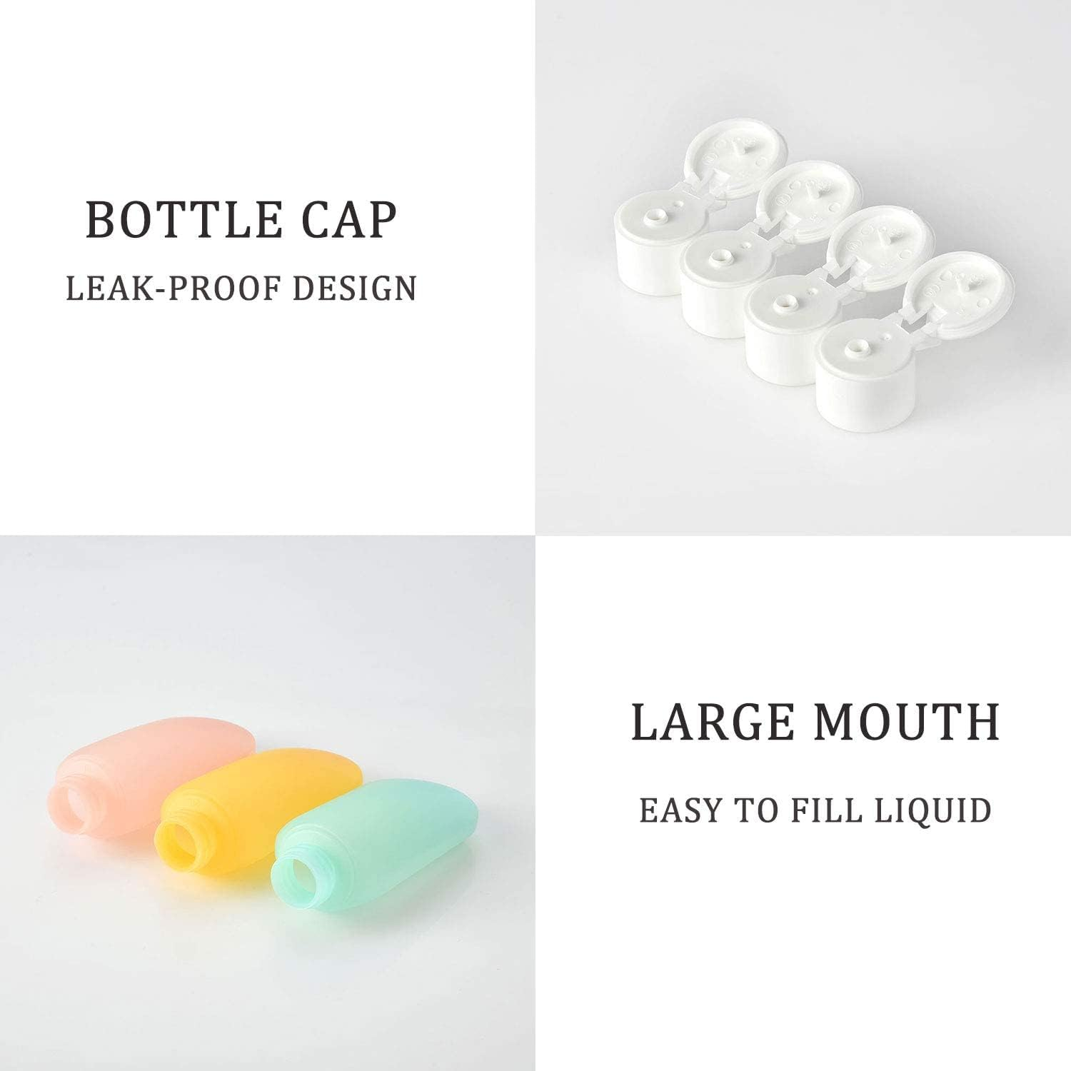 4 PCS PE Travel Bottles, 60Ml/Ea Leak Proof Clear Tubes Set for Toiletries, Squeezable Refillable BPA Free Toiletry Tubes Containers for Cosmetic Shampoo Lotion Soap Liquid with Stickers image number 4