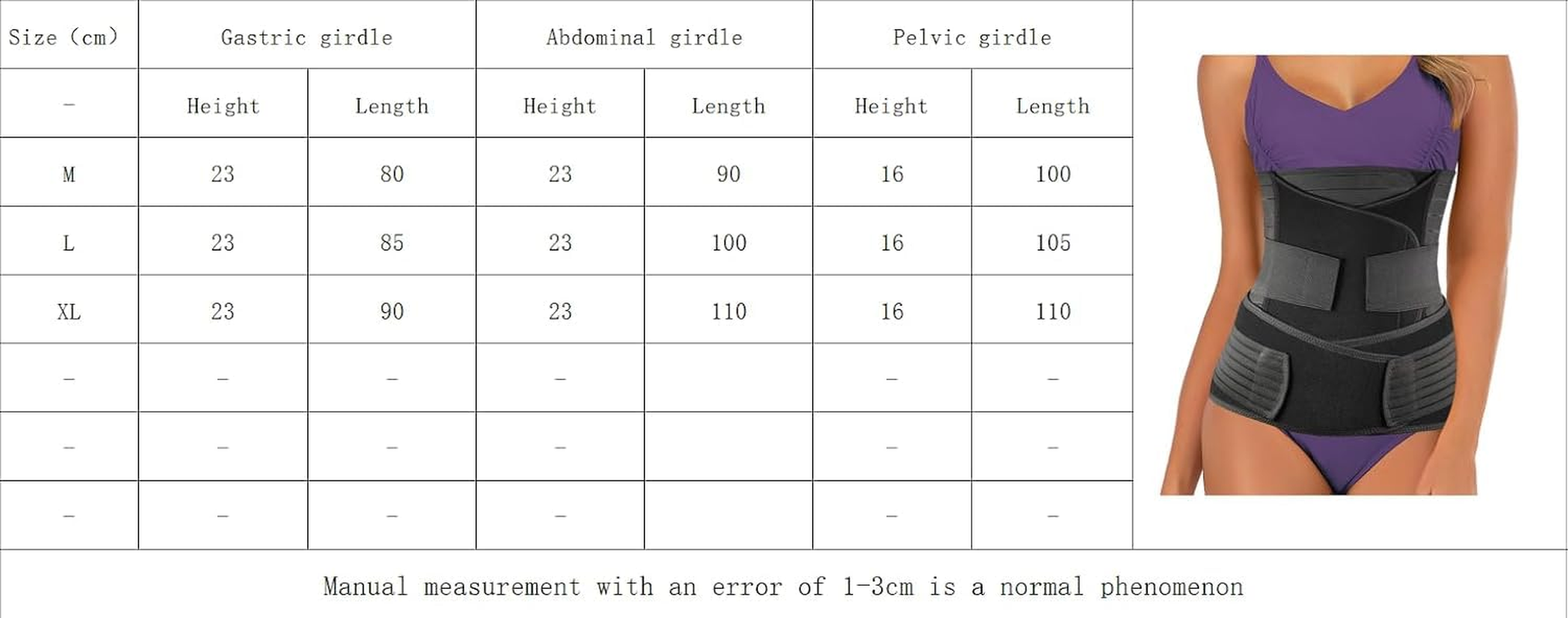 3 in 1 Postpartum Belly Band Post Section Support Recovery Wrap Postparto Abdominal Binder Girdles for after Giving Birth Plastic Belly Waistband (Black, L)