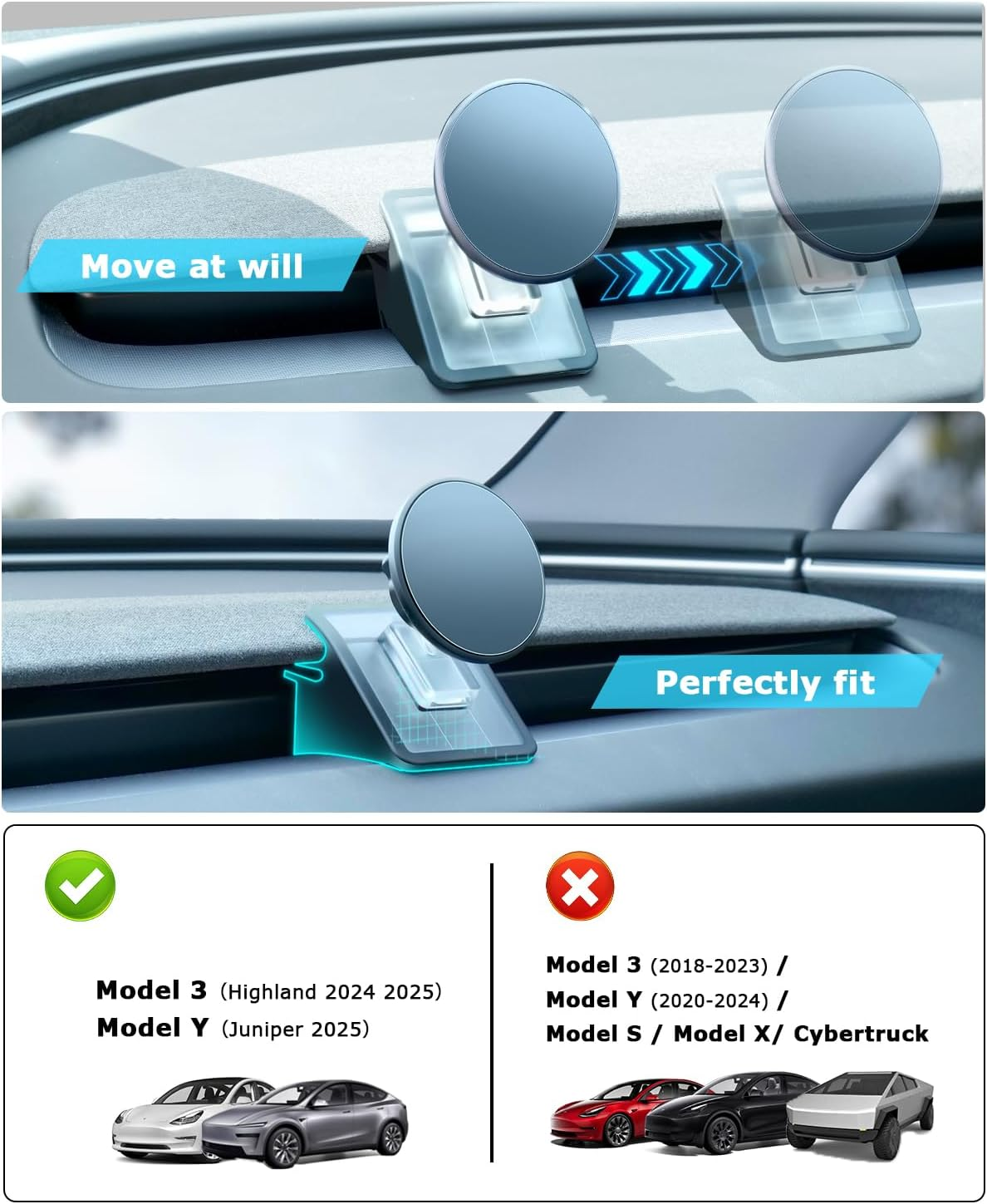 Phone Mount for Tesla Model 3 Highland Model Y Juniper 2025, Magnetic Phone Holder for Tesla Model 3 Model Y Accessories 2025, Easy Installation for Magsafe, Compatible with Iphone 16 15 14 13 12 image number 1