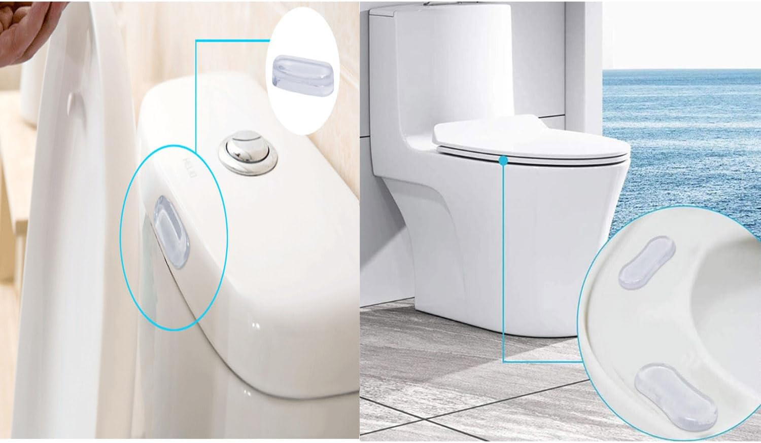 Roczential 5 Pack Toilet Seat Bumper Replacement Kit Silicone Toilet Seat Buffer Transparent Toilet Lid Rubber Pad for Home, Hotels, School Bathroom Toilet image number 1