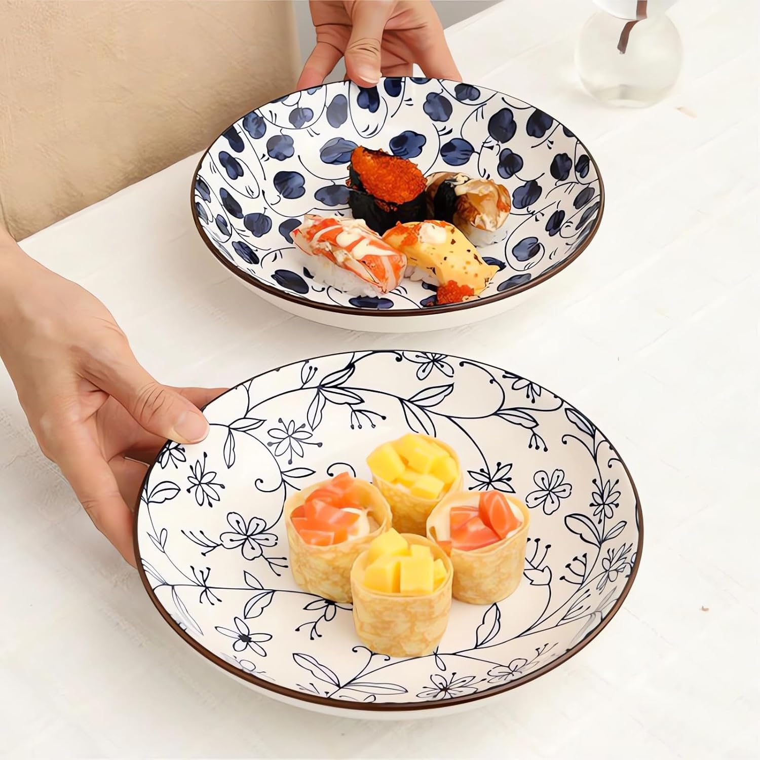 Set of 4 Ceramic Dinner Plates, 8 Inch Ceramic round Plates Kitchen and Home Gathering Ceramic Plate C10 (J Set of 4, 8 Inches) image number 4