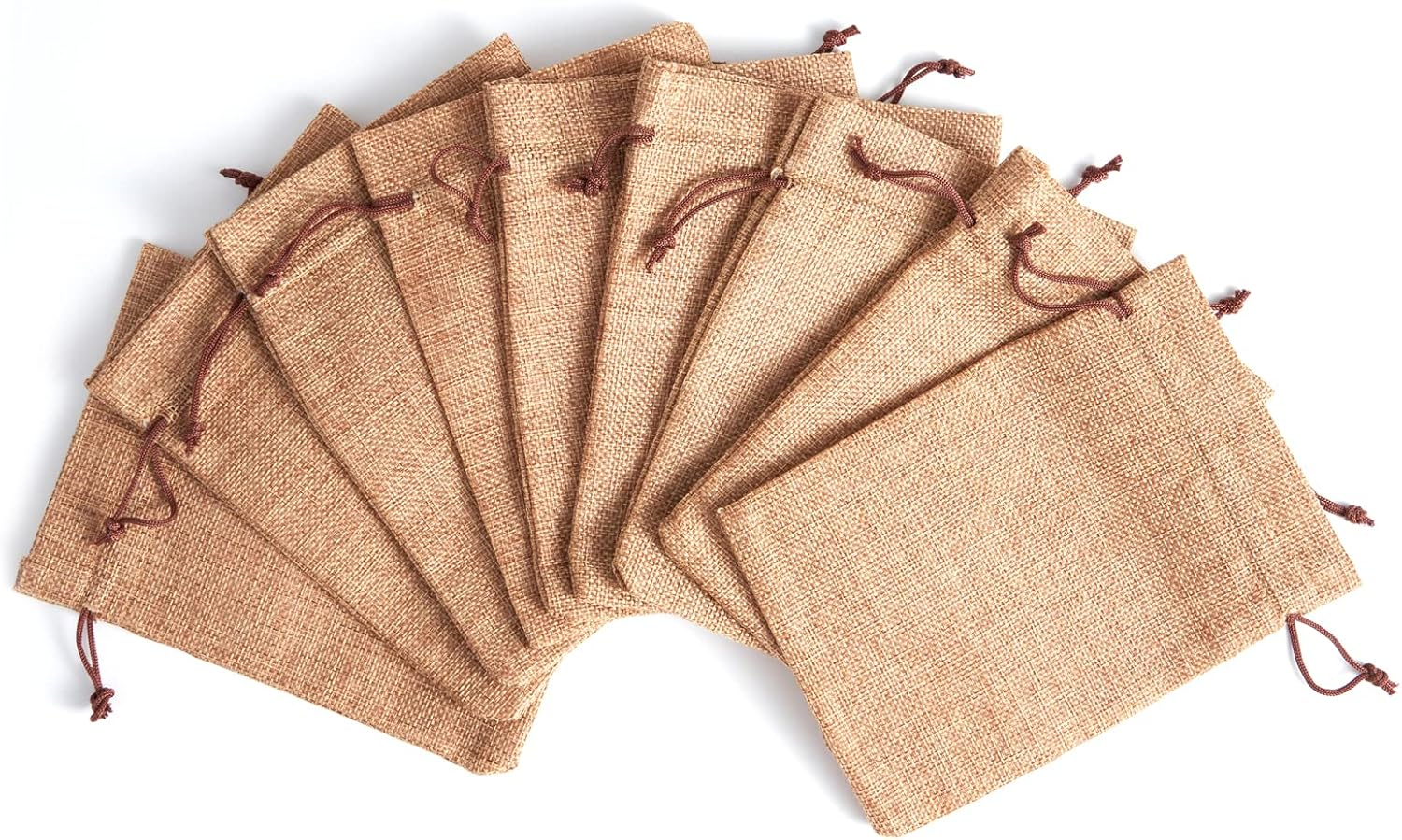 Tendwarm 20 Pcs 3X4 Inch Linen Burlap Bags with Drawstring Reusable Jewelry Pouches Craft Gift Bags for Christmas image number 4