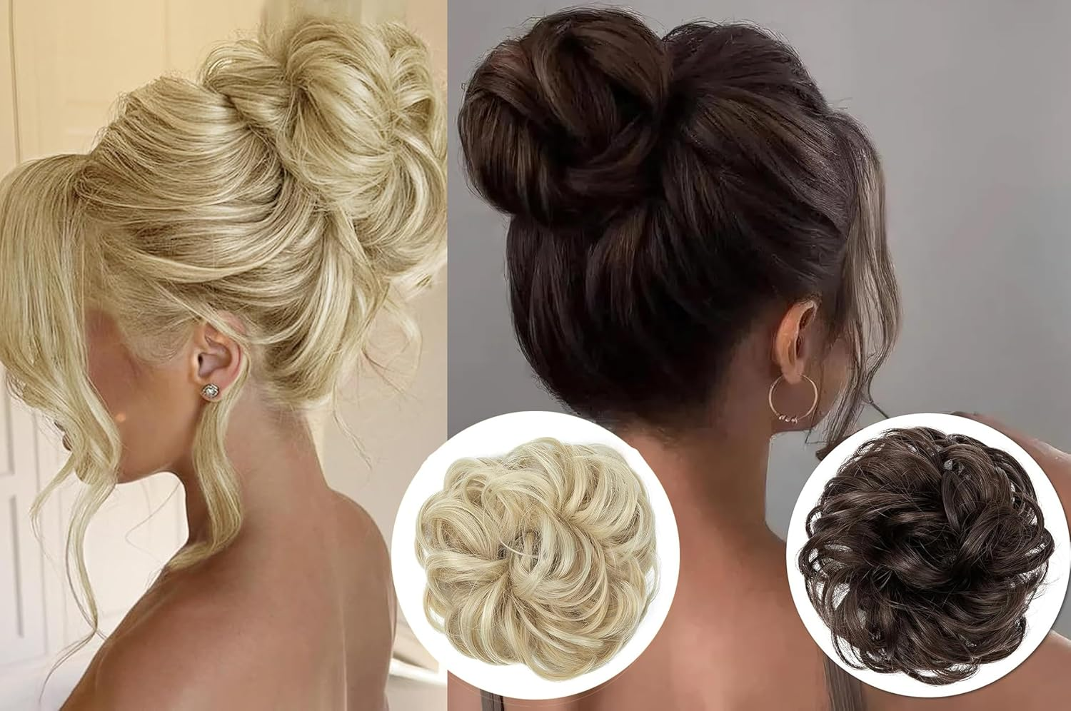 2PCS Messy Bun Hair Piece Curly Bun Hair Piece Hair Bun Extension Bun Wigs for Women Hair Accessories image number 1