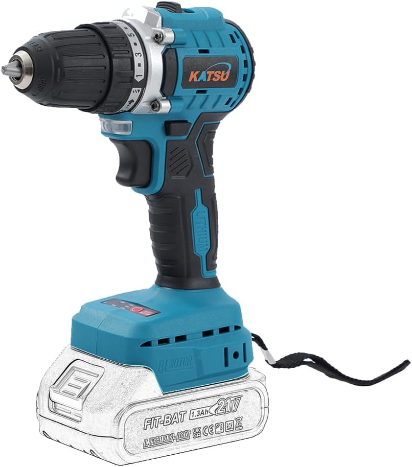 KATSU FIT-BAT 21V Brushless Cordless Drill Driver, 10Mm Keyless Chuck, 2 Gear Speed and LED Light, Ideal for Home DIY Tasks, No Battery and Charger 102360 image number 4