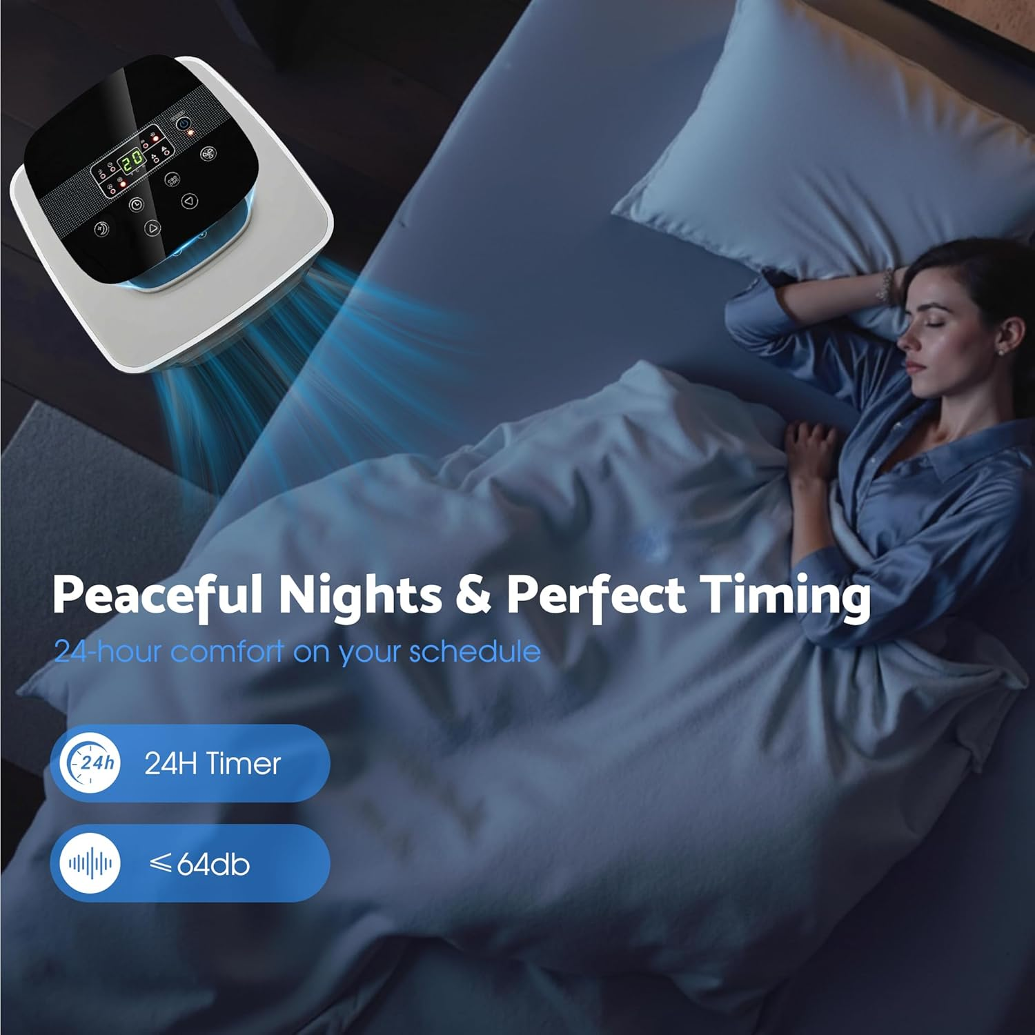 Advwin 9000BTU Portable Air Conditioner, 2.65KW Mobile Air Conditioner, Dehumidifier & Cooling Fan, 3-In-1 Air Cooler, LED Display, 24H Timer, for Home, Office