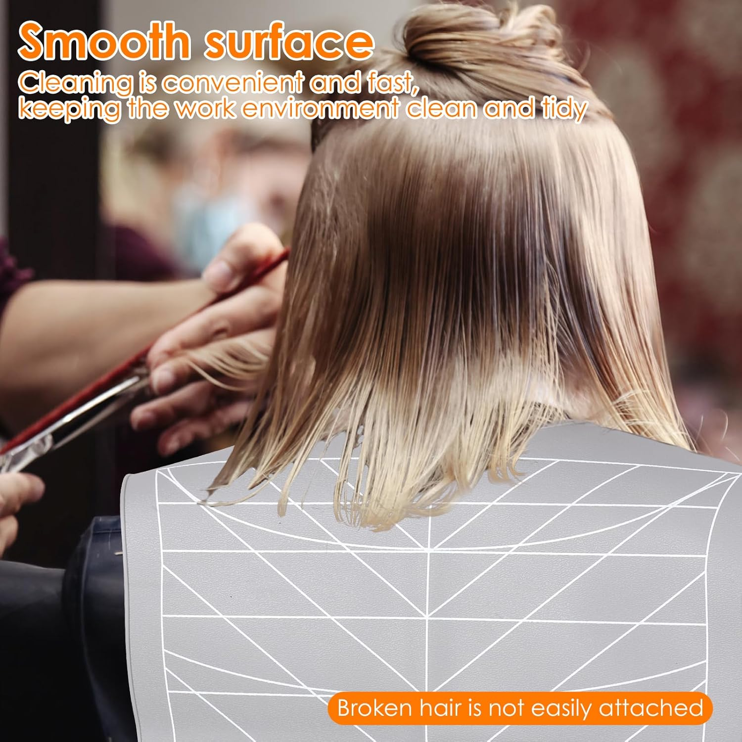 Rdjeokf 2Pcs Hair Cutting Collar with Guidelines, Waterproof Silicone Hair Cuttings Mat, Salon Hairdressing Pad for Hair Stylist, Barber Shop, Salon & Home Use (Grey) - Grey image number 2