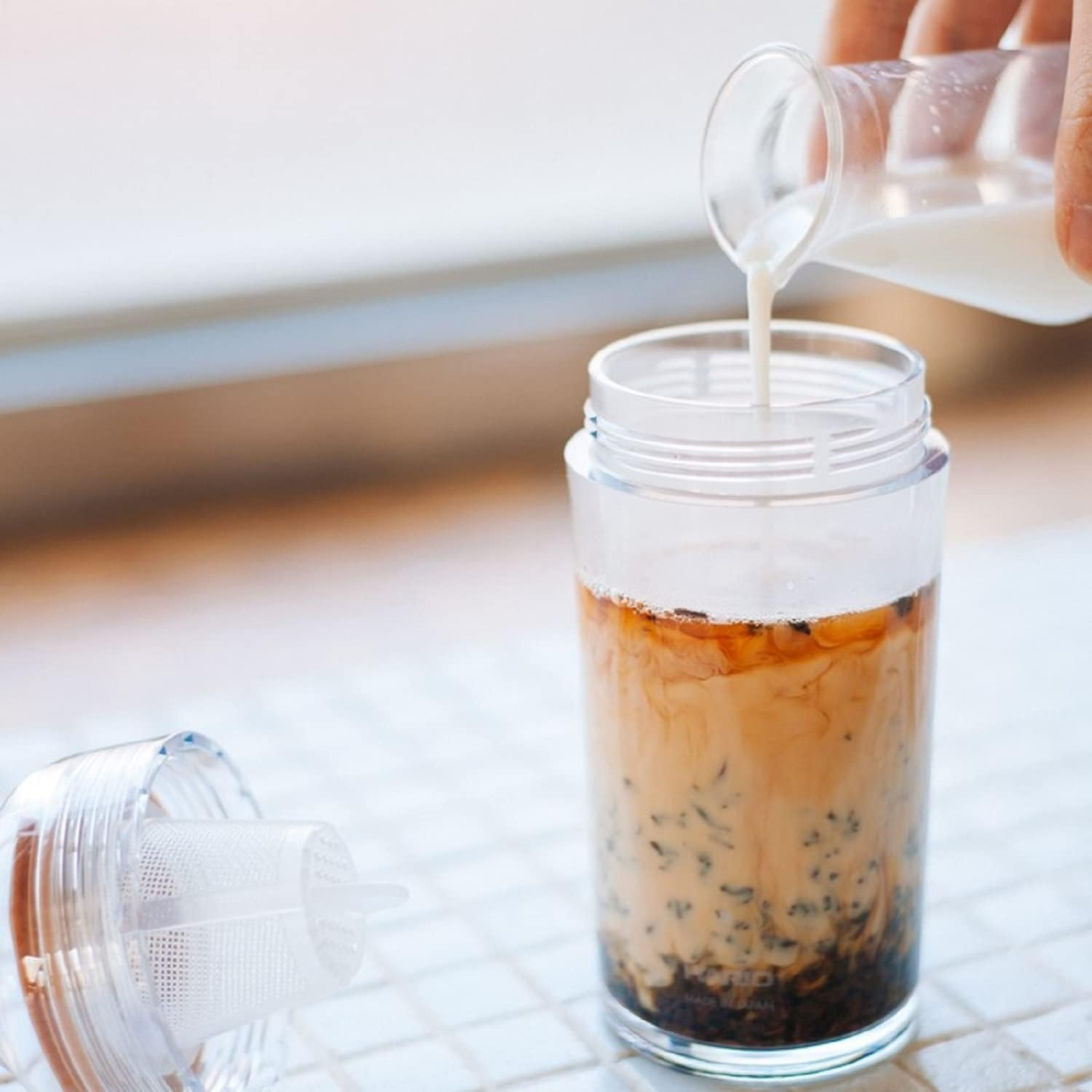 Hario Cold Brew Tea Portable Bottle, 400Ml, Smoky Pink - Green image number 6