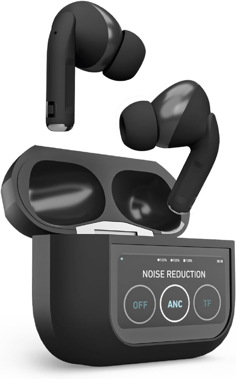 SBS Mood TWS In-Ear Earphones, ANC Low Noise with LCD Touch Display, True Wireless Stereo, Charging Case, Touch Control, Transparency Mode, for Smartphone, Tablet, Laptop, Black image number 3