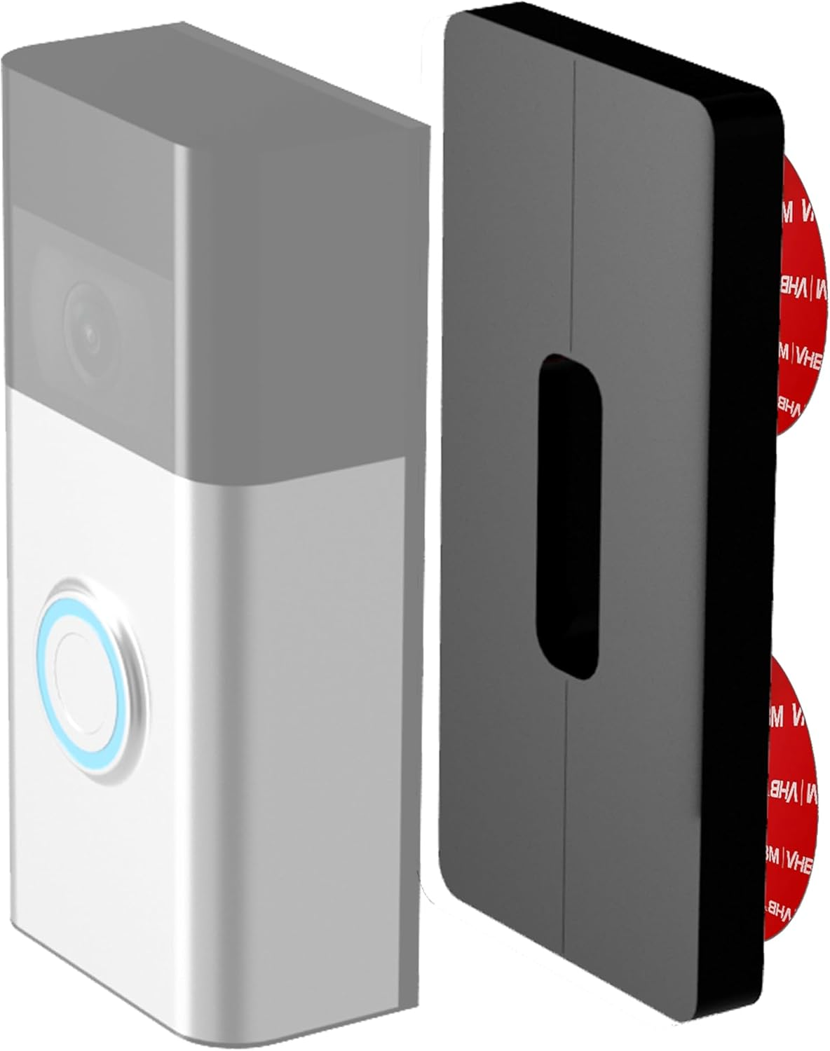 Slim Universal Self-Adhesive Bracket Compatible with Video Doorbell Aosu, Arlo, Blink, Eufy, Nest, Netamo, Reolink, Tapo, Wyze Video Doorbell Battery/Cable WLAN No Drilling, Easy Installation