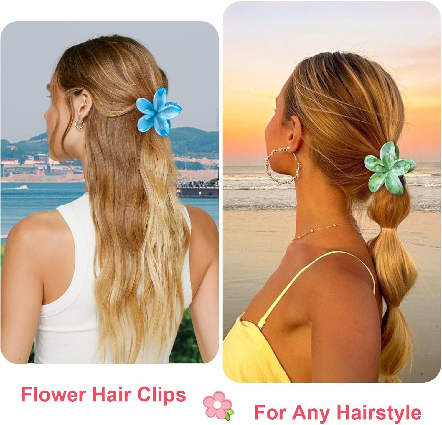 Yamobi Flower Hair Clips, Pack of 4 Hawaii Plumerias Flower Hair Claws, Artistic Multicoloured Lubrication Patterns Barrettes Hair Clips, Beach Tropical Hair Accessories