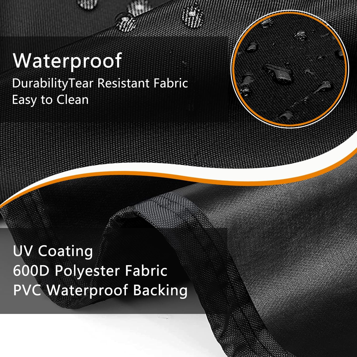 Kovshuiwe Black Garden Table Cover - 124Cm Round, Patio Table Top Cover Set, Outdoor & Indoor Use, Waterproof, 600D Oxford Fabric image number 2