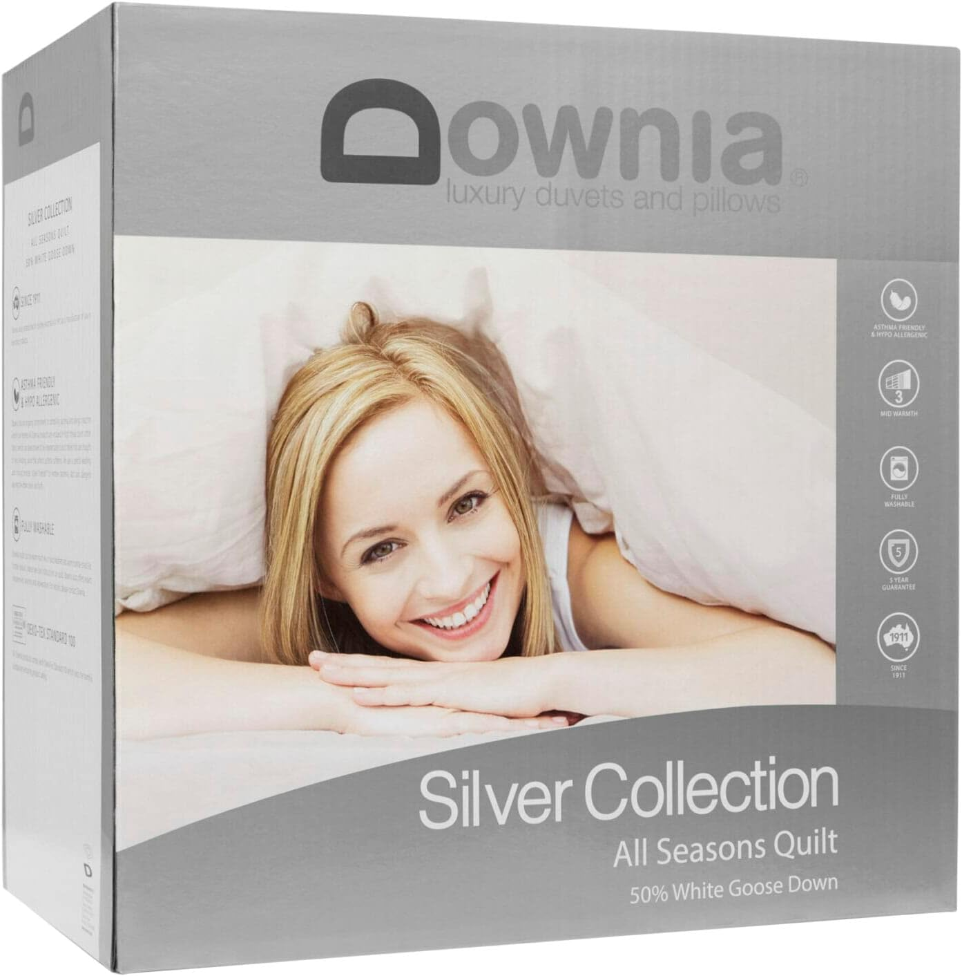 Downia Silver Collection All Seasons Quilt, White, Single image number 1