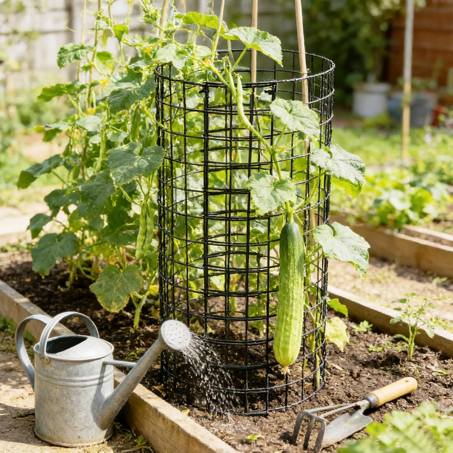 15 PCS 30Cm X 30Cm Garden Cloche Plant Metal, Plant Animal Protection Barrier with Ground Stakes & Nylon Ties, Garden Rabbit Fence for Vegetable Patch Fruit Cage image number 3